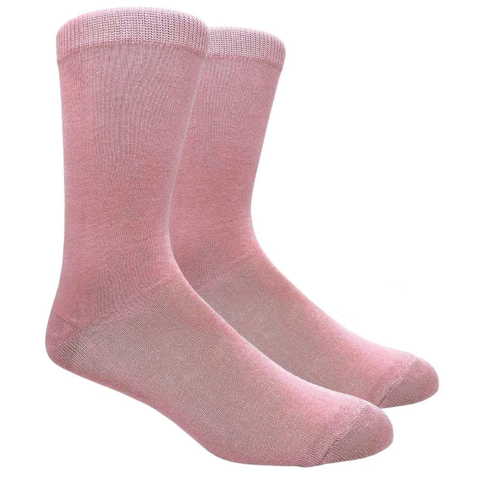 Solid Color Crew Cotton Dress Socks - Dusty Pink