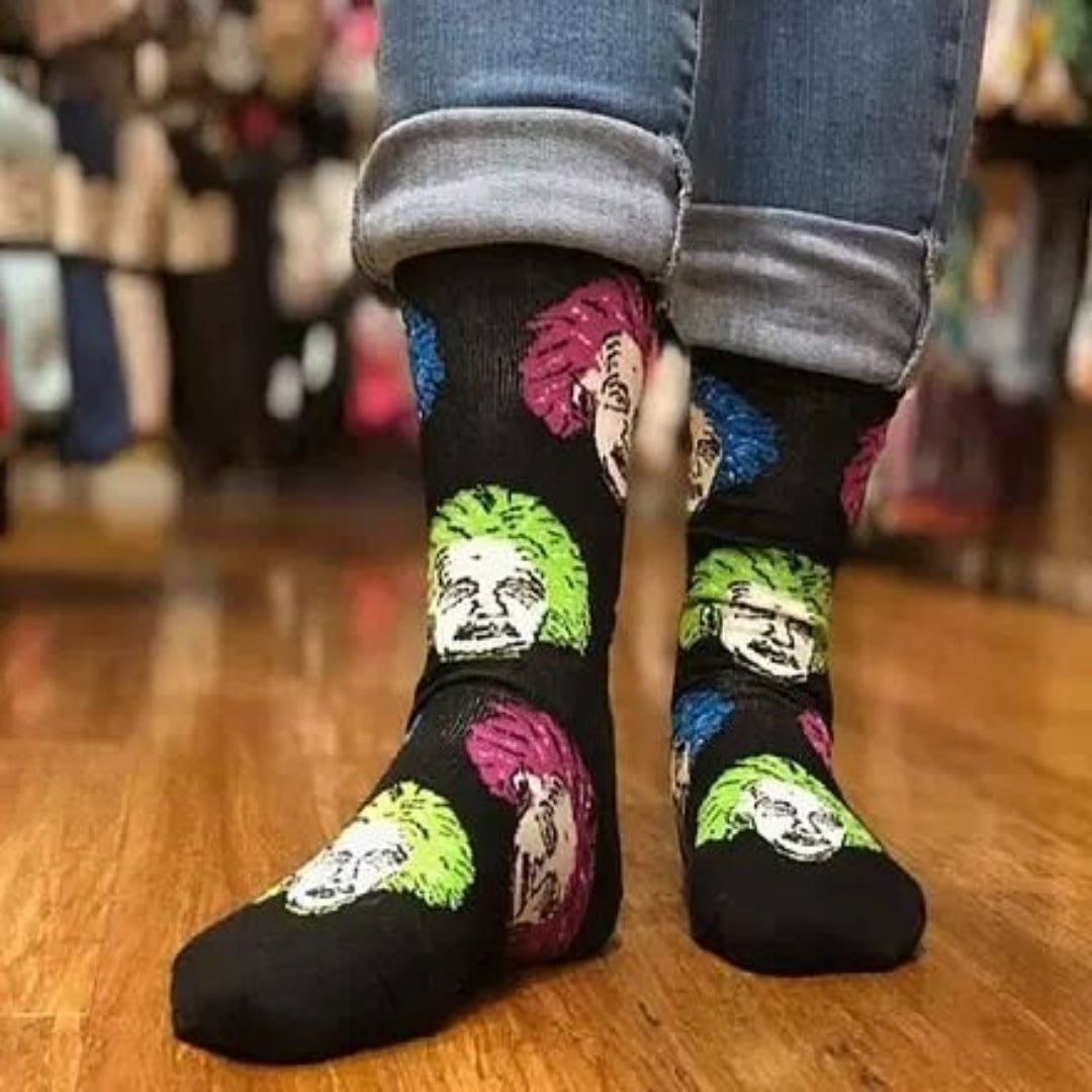 Albert Einstein Socks from the Sock Panda (Adult Large - Men's Shoe Sizes 8-12)