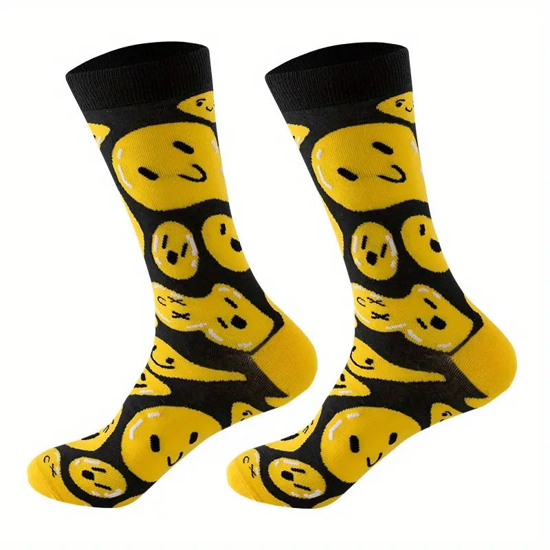 Crazy Distorted Smiley Face Socks from the Sock Panda (Adult Large - Men's Shoe Sizes 8-12)