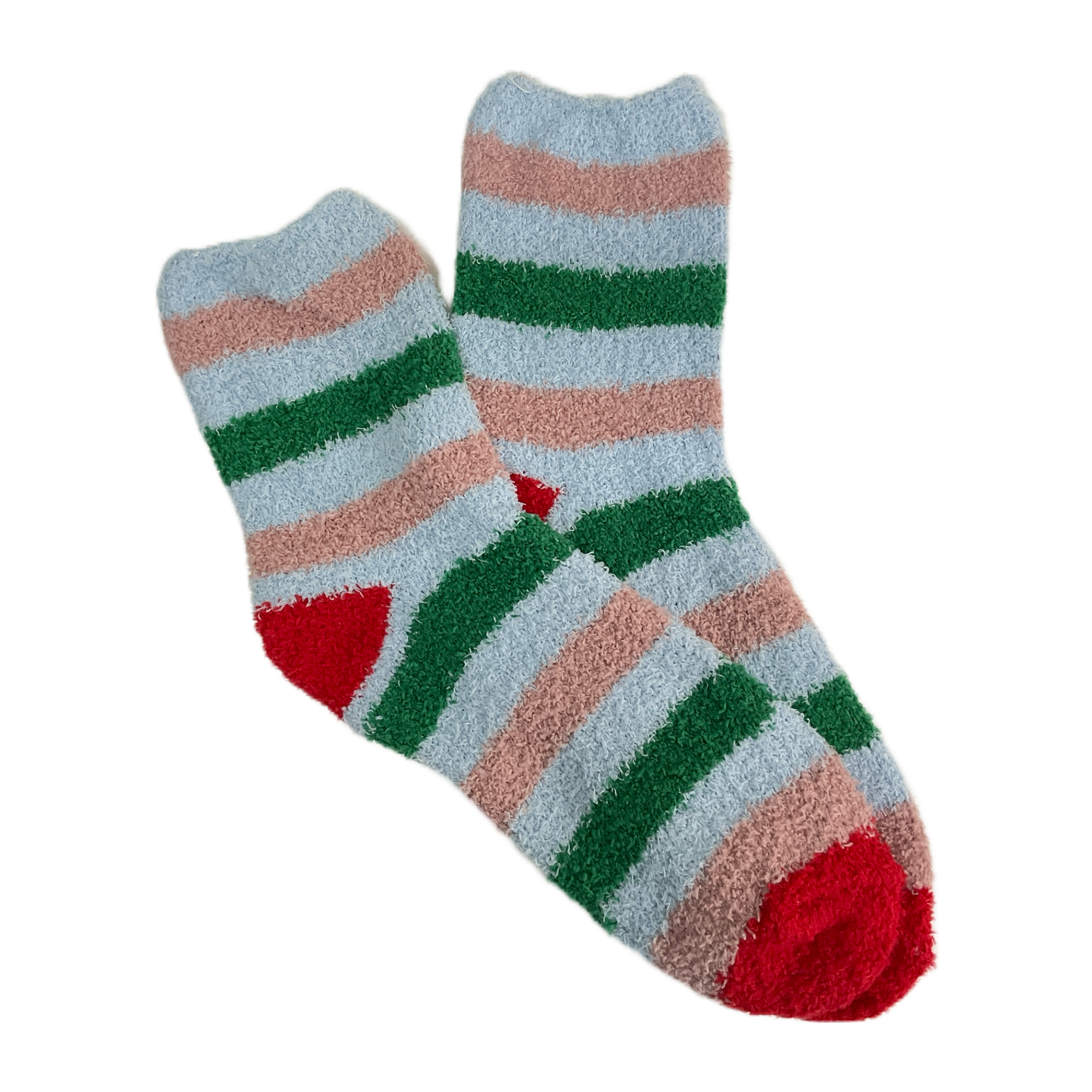Striped Fuzzy Socks from the Sock Panda (Blue, Green, Red, Tan)