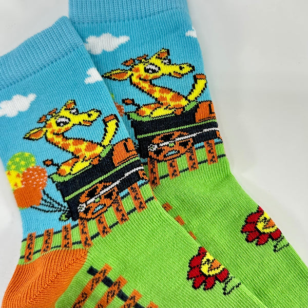 Giraffe in a Train Socks from the Sock Panda (Ages 3-7)