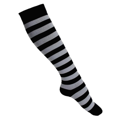 Striped Patterned Socks (Knee High) - Gray and Black