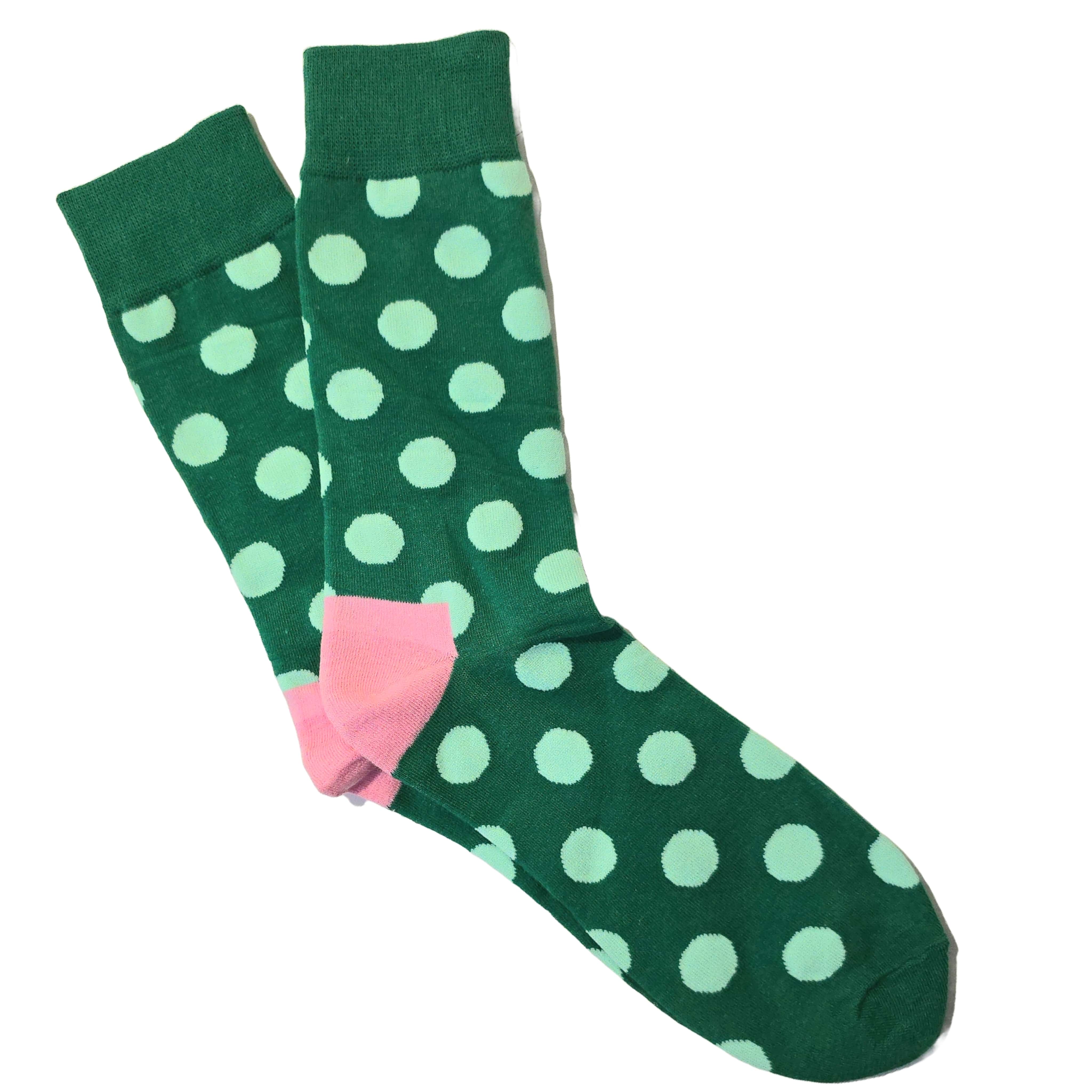 Green Polka Dot Socks from the Sock Panda (Adult Large - Men's Shoe Sizes 8-12)