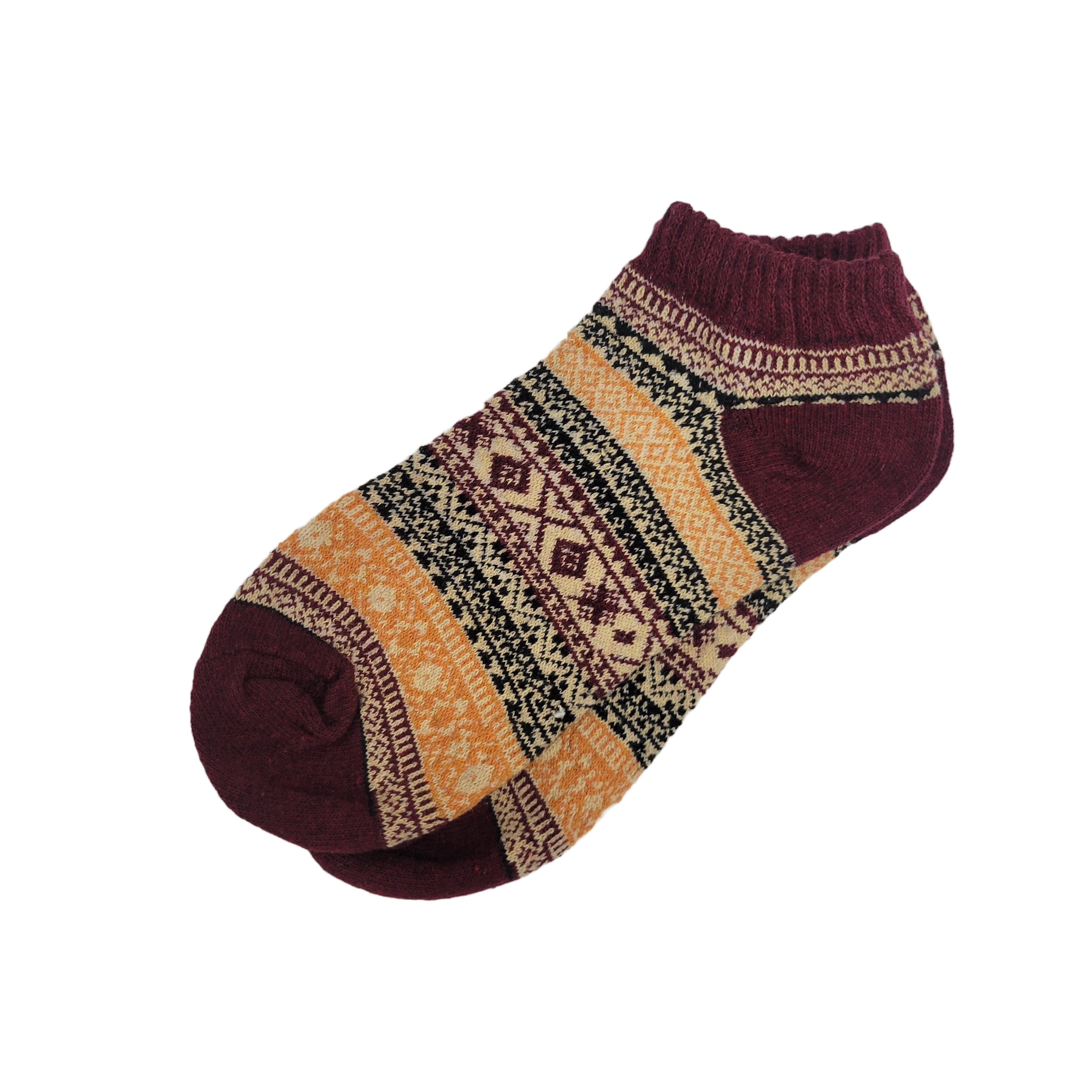 Warm Woolen Block Knitting Ankle Socks (Adult Large)