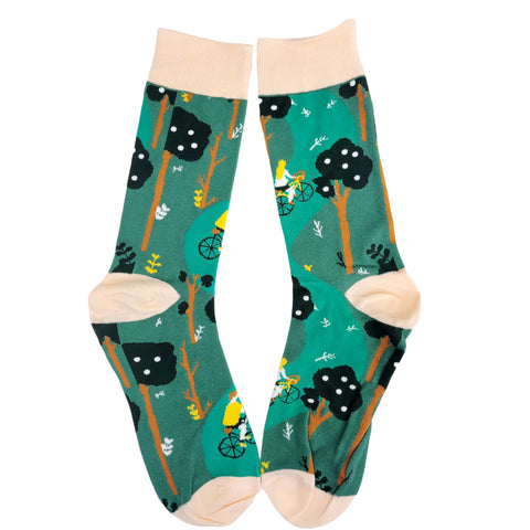 Bike Ride in the Park Socks from the Sock Panda (Adult Medium - Women's Shoe Sizes 5-10)