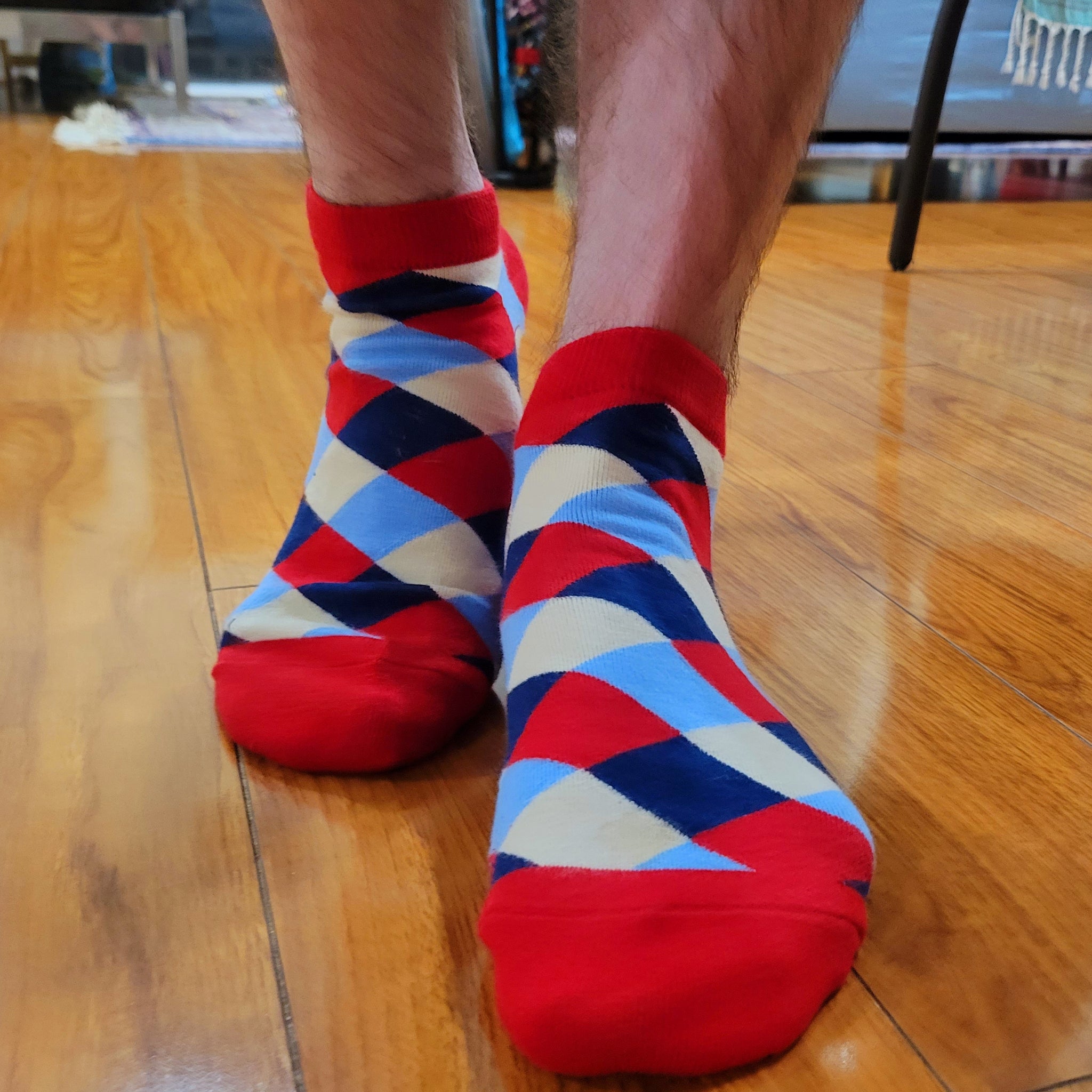 Colorful Argyle Ankle Socks (Adult Large - Men's Shoe Sizes 8-12) from the Sock Panda