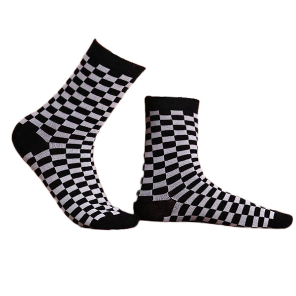 Black and Gray Checkered Socks from the Sock Panda (Adult Medium)