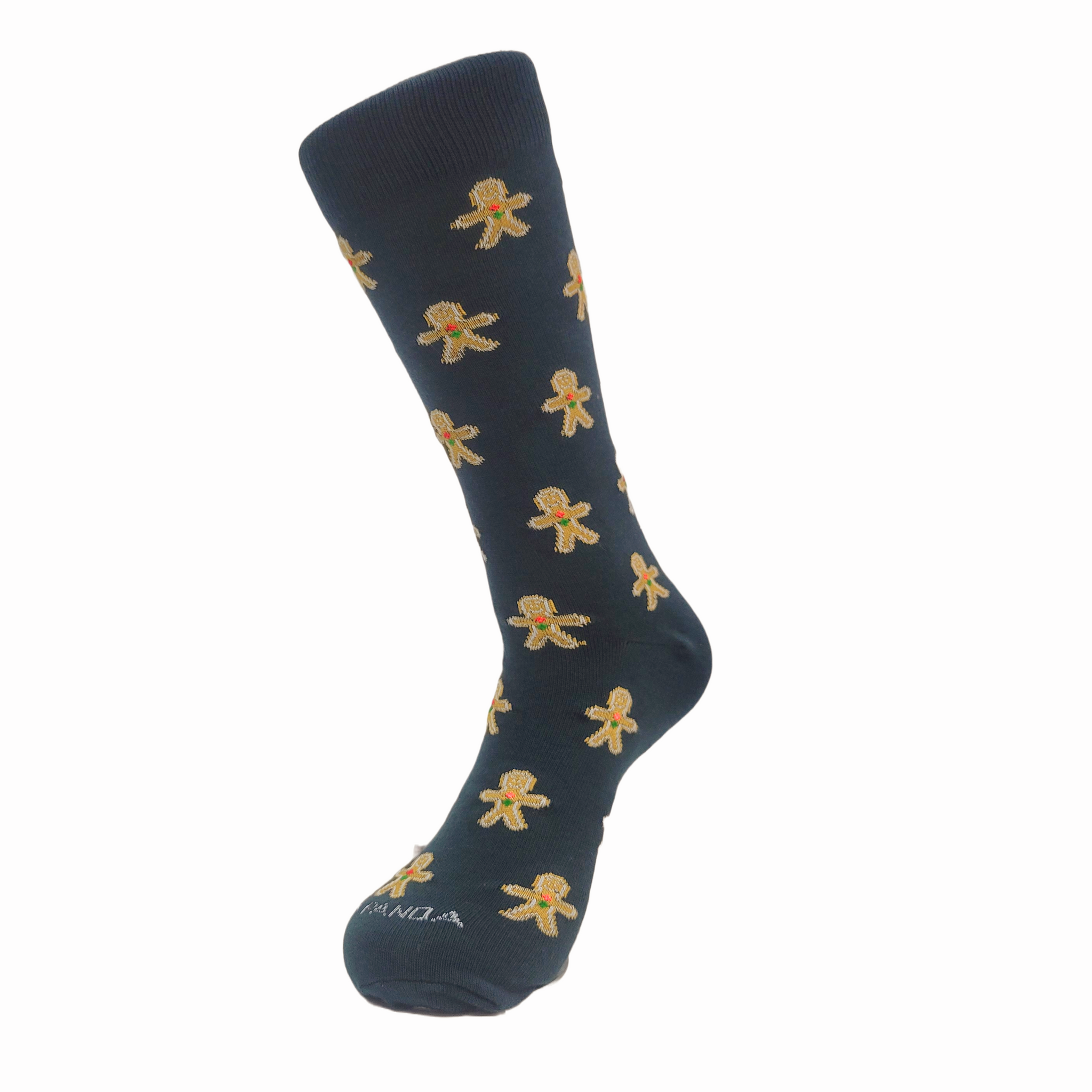 Gingerbread Man Patterned Socks from the Sock Panda (Adult Large - Men's Shoe Sizes 8-12)