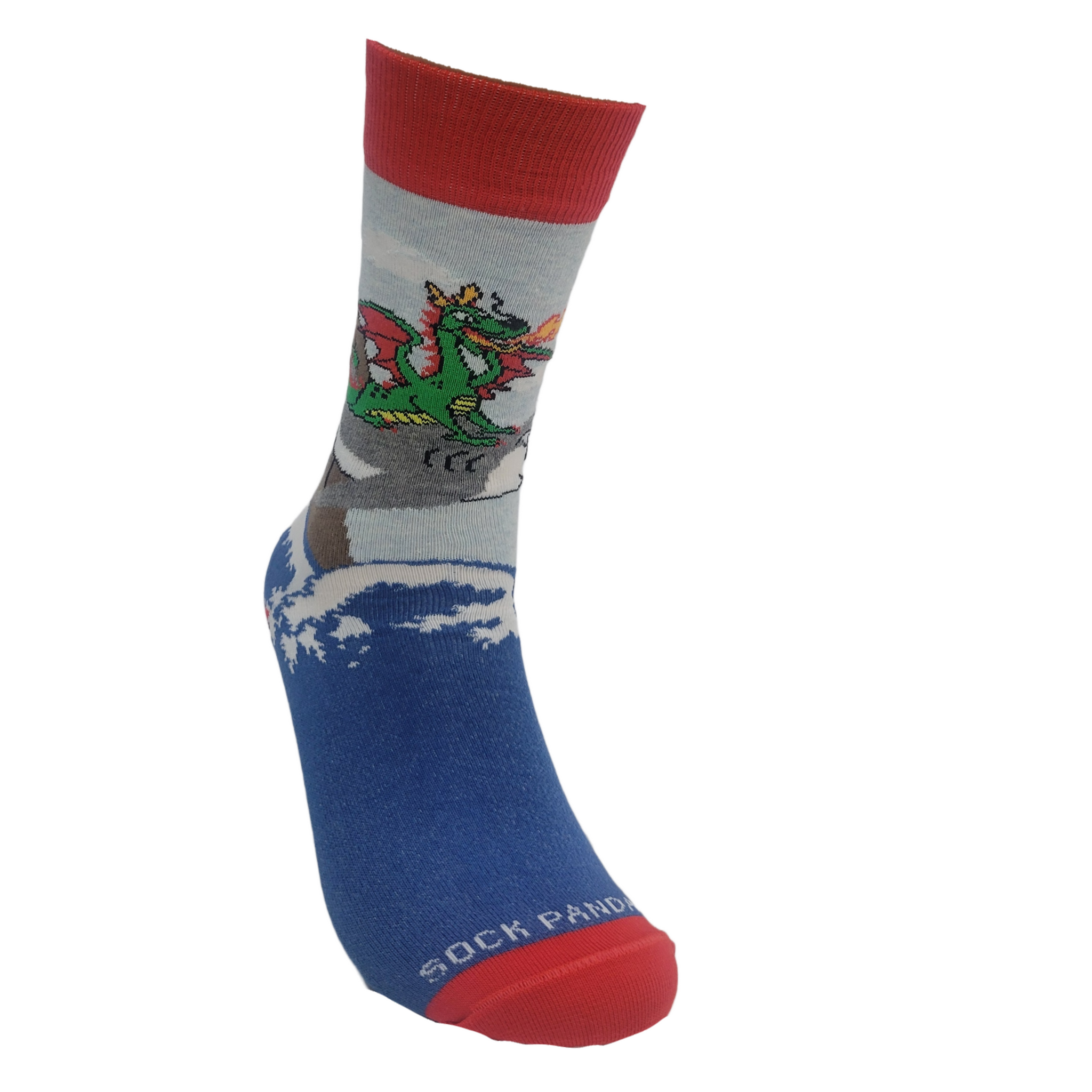Dragon Riding a Shark Socks from the Sock Panda
