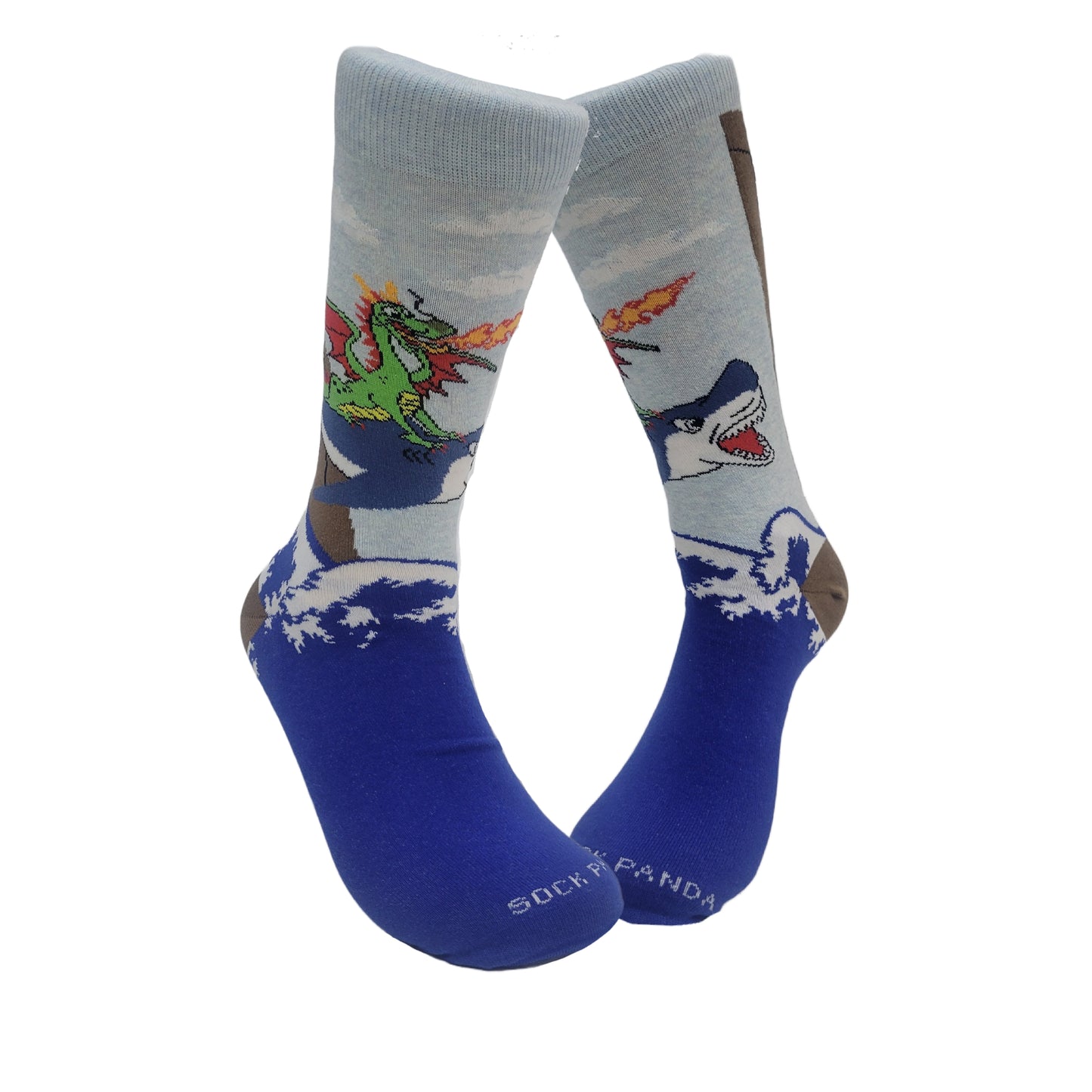 Dragon Riding a Shark Socks from the Sock Panda