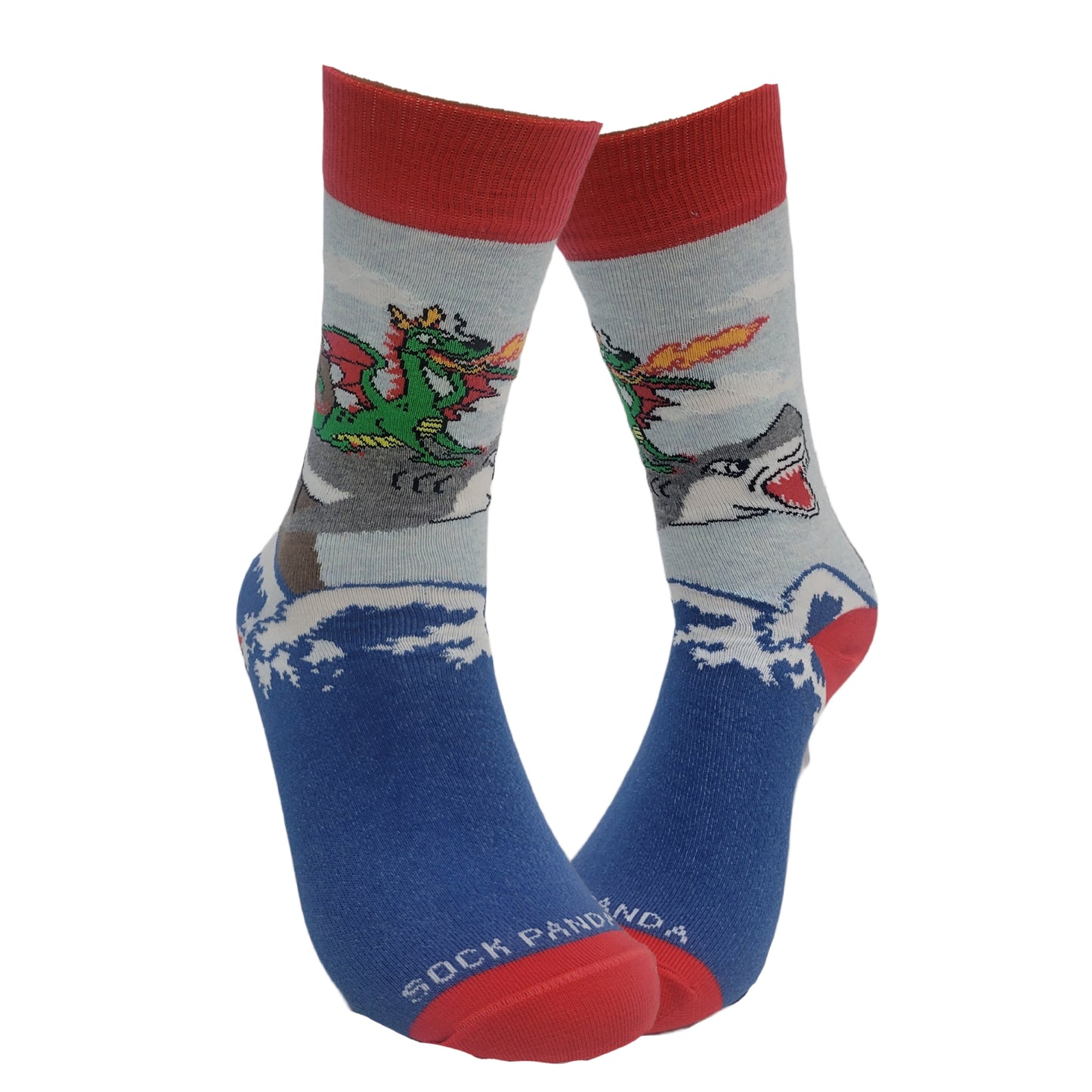 Dragon Riding a Shark Socks from the Sock Panda