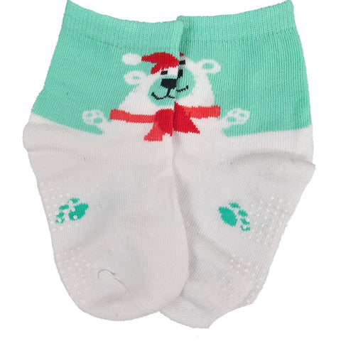 Festive Polar Bear Socks for Kids (Ages 1-7)