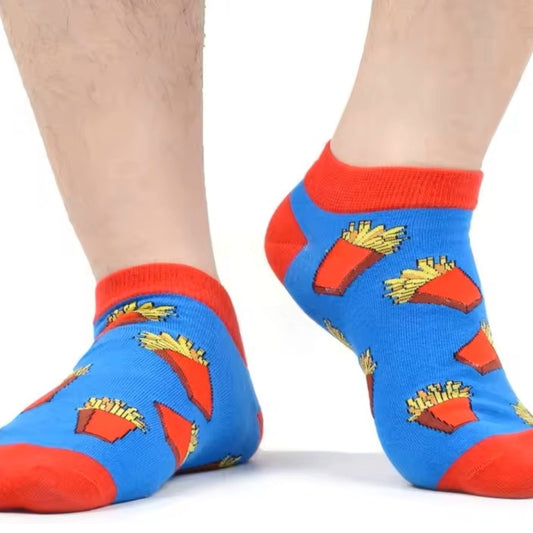French Fries Ankle Socks (Adult Large - Men's Shoe Sizes 8-12)
