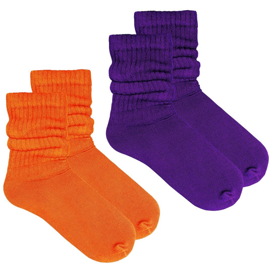Slouch Socks (Adult Medium - Women's Shoe Sizes 5-10) - Halloween Colors (2-Pack)