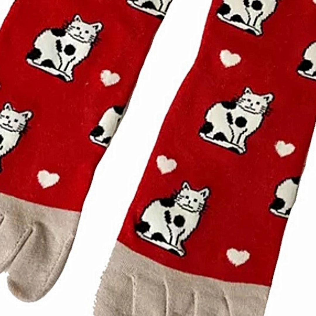 Kitty Cat Pattern Toe Socks (Adult Medium - Women's Shoe Sizes 5-10)