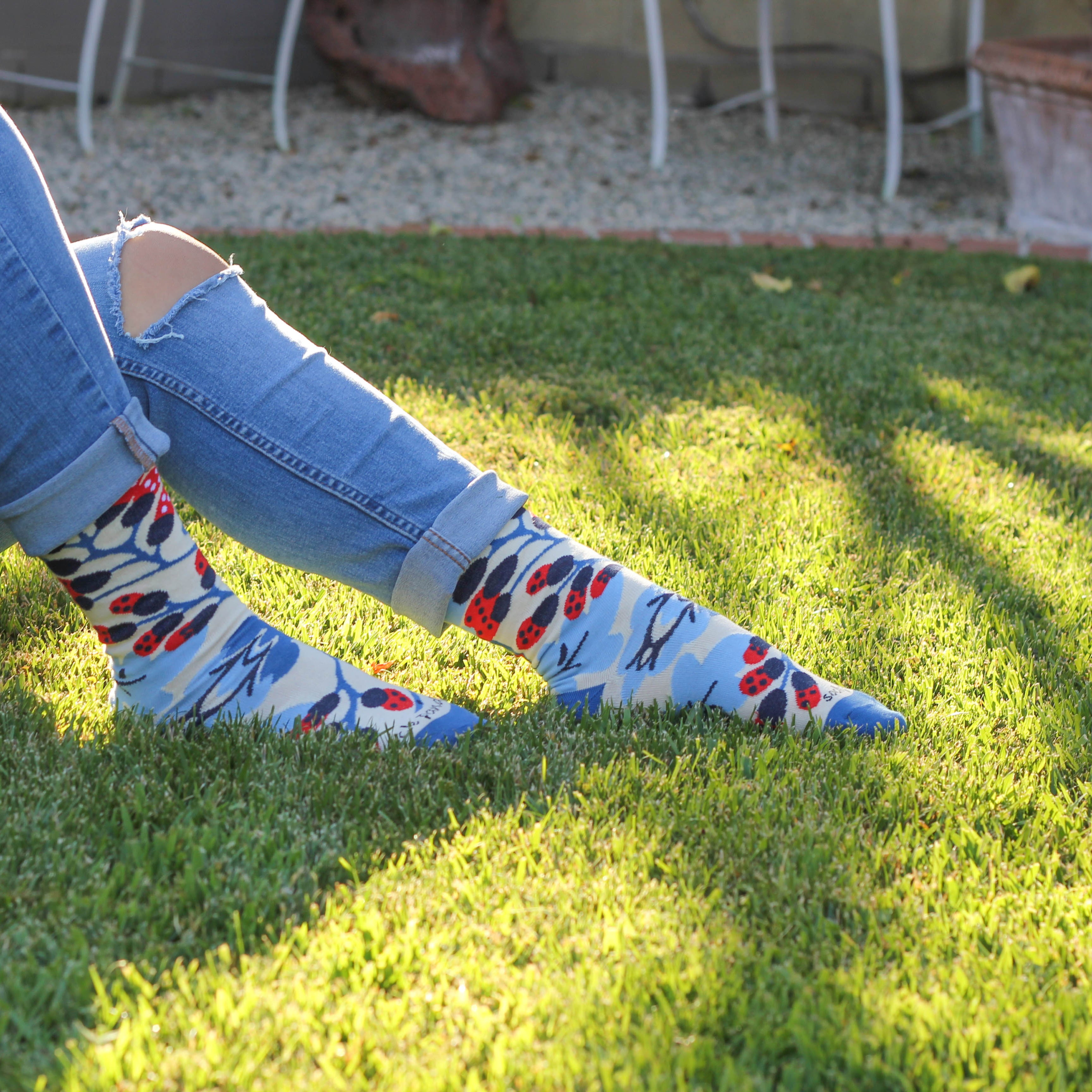 Abstract Ladybug in the Flowers Socks (Adult Medium)