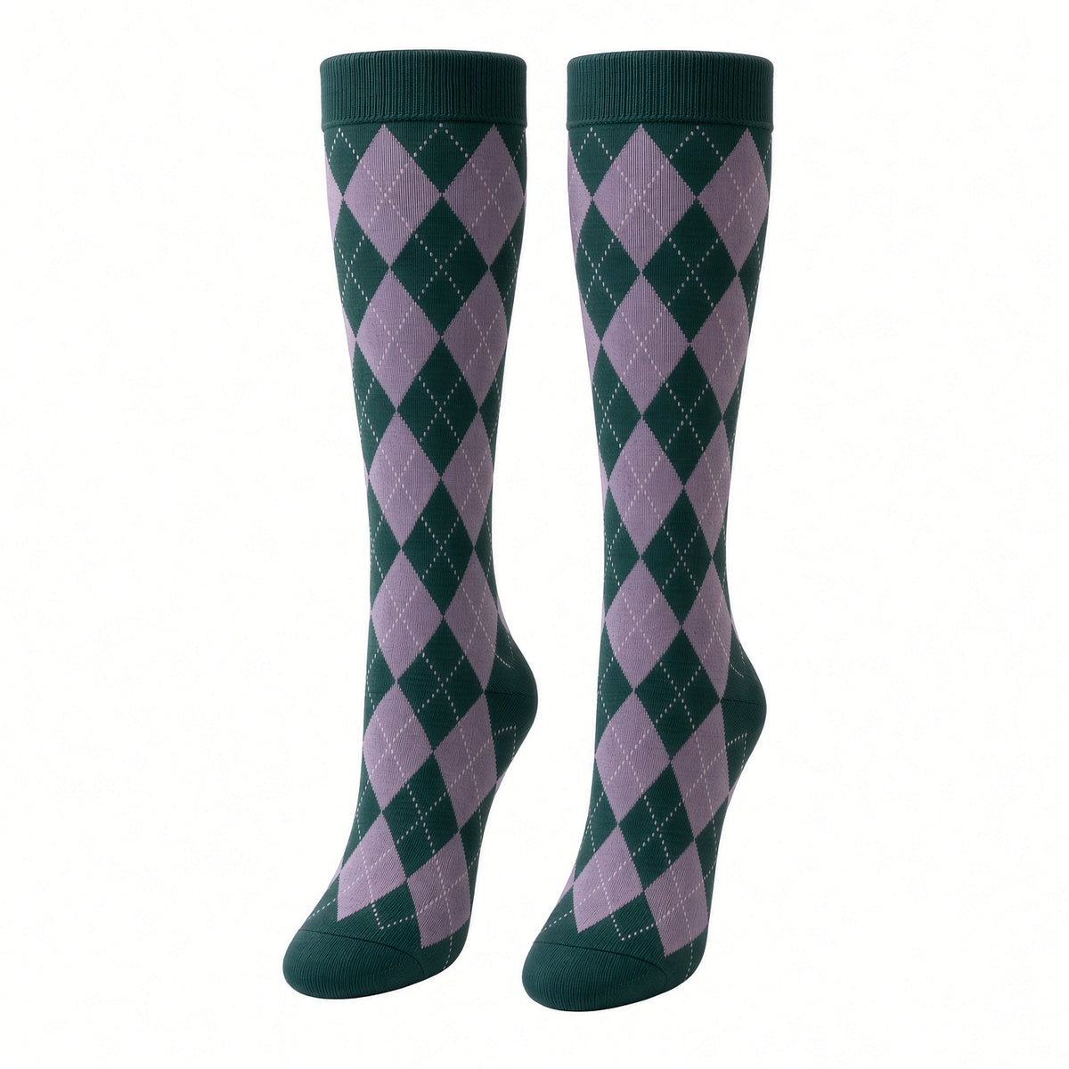 Argyle Socks from the Sock Panda (Knee High) Lavender and Forest Green