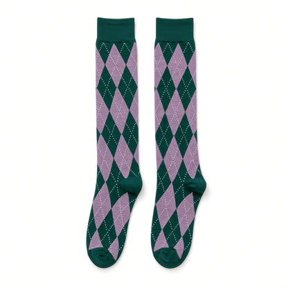 Argyle Socks from the Sock Panda (Knee High) Lavender and Forest Green