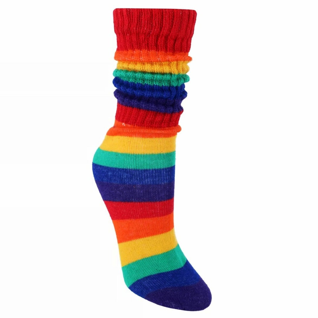 Dark Rainbow Slouch Socks (Adult Medium) - Heavyweight
