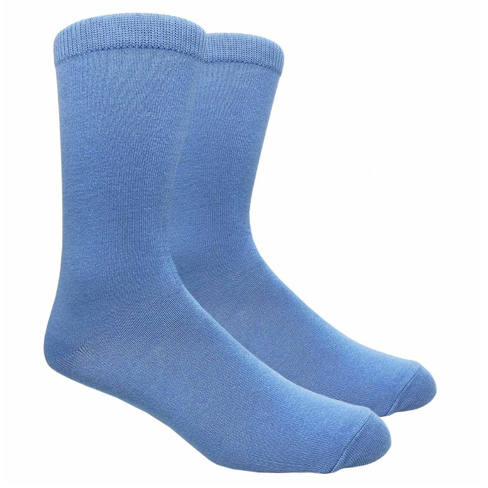 Solid Color Crew Cotton Dress Socks - Light Blue