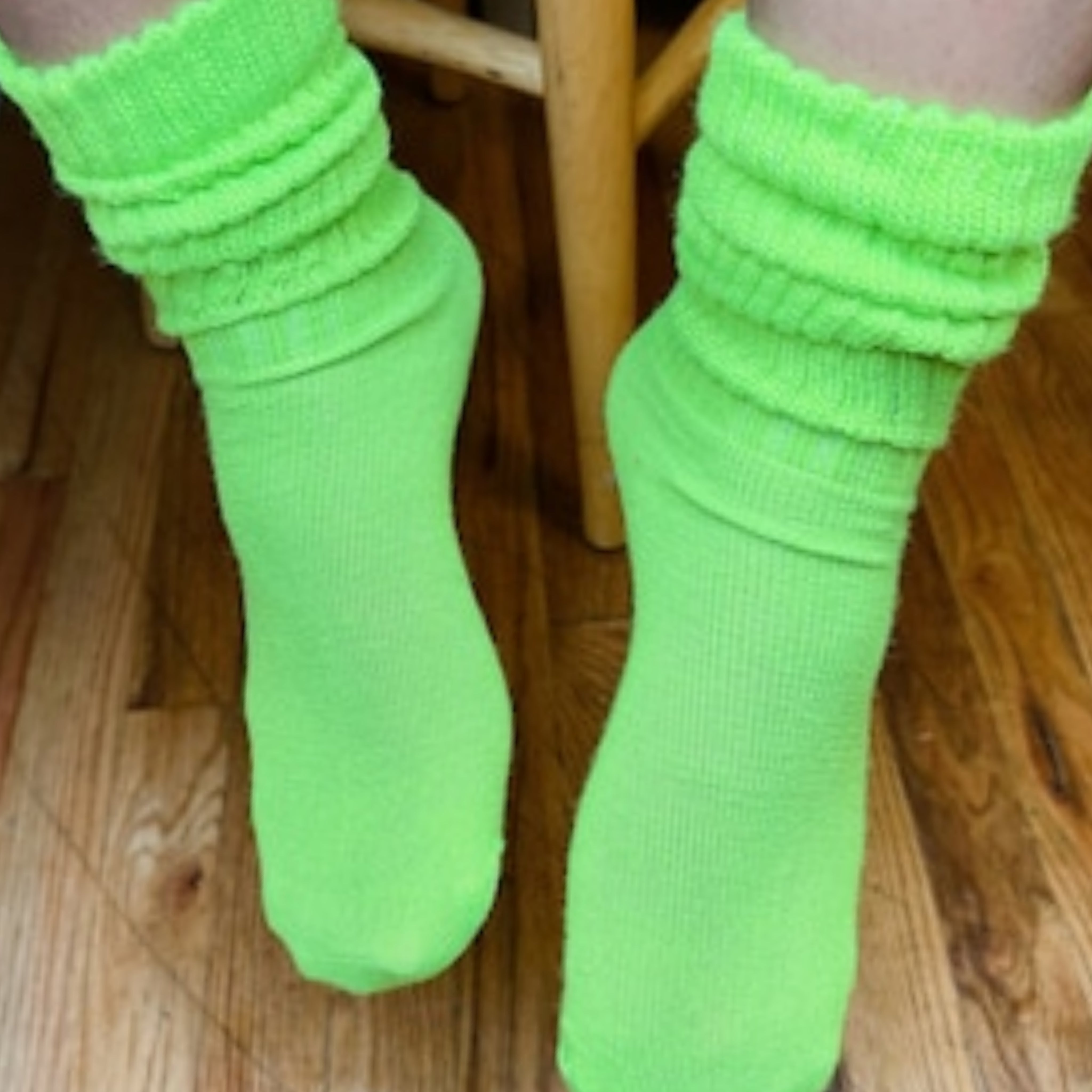 Lime Green Slouch Socks (Adult Medium - Women's Shoe Sizes 5-10)