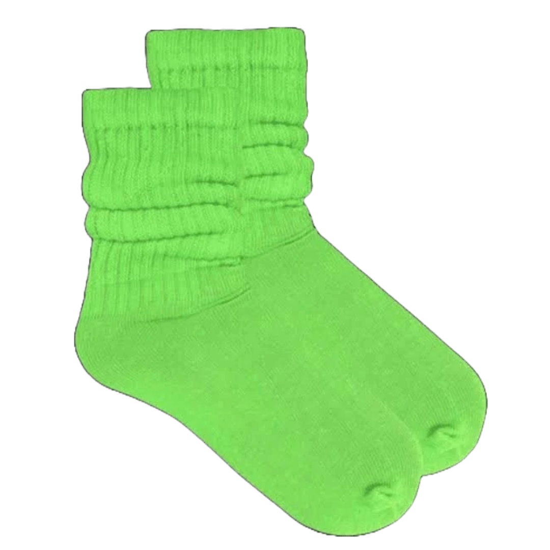 Lime Green Slouch Socks (Adult Medium)