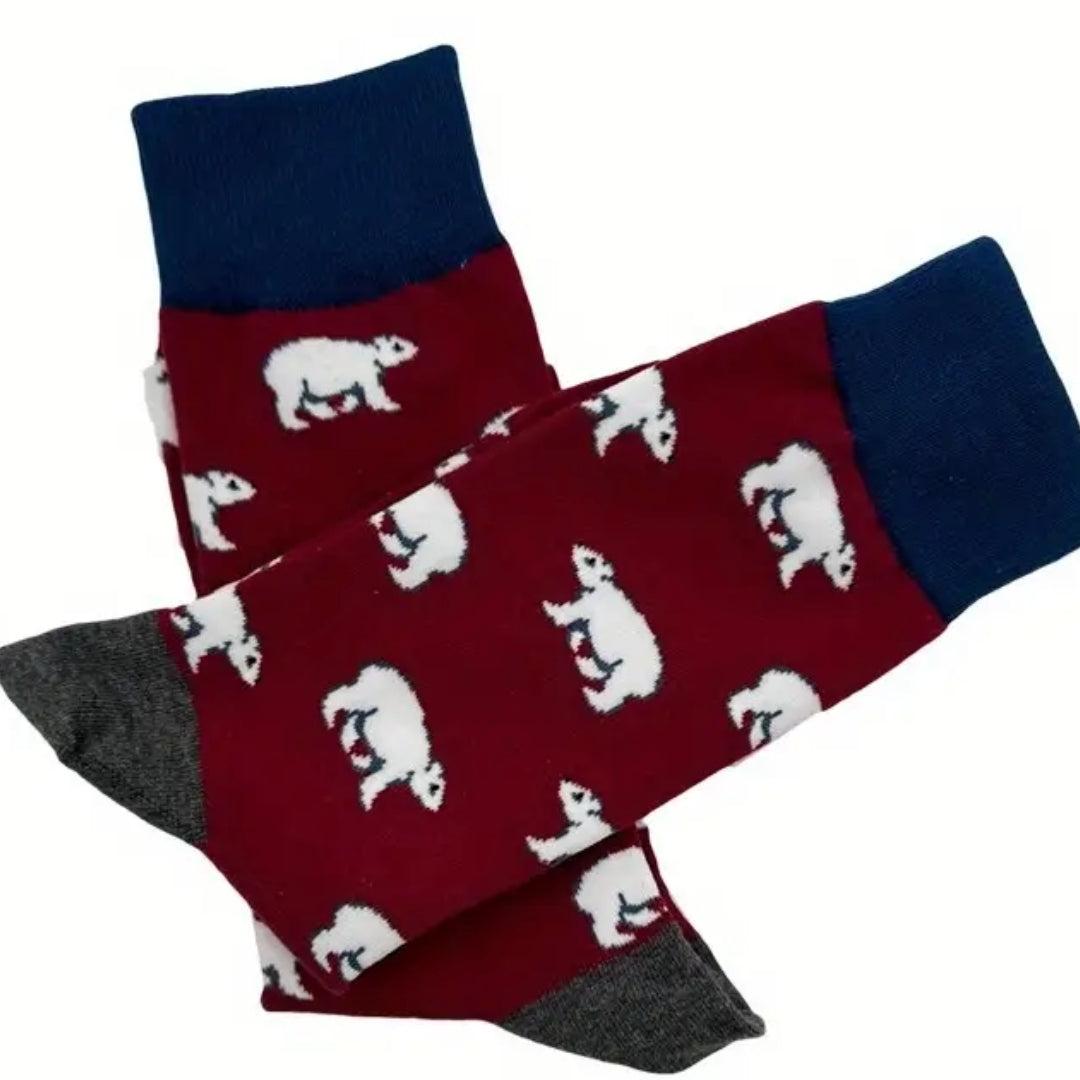 Polar Bear Pattern Socks the Sock Panda (Adult Large - Men's Shoe Sizes 8-12)