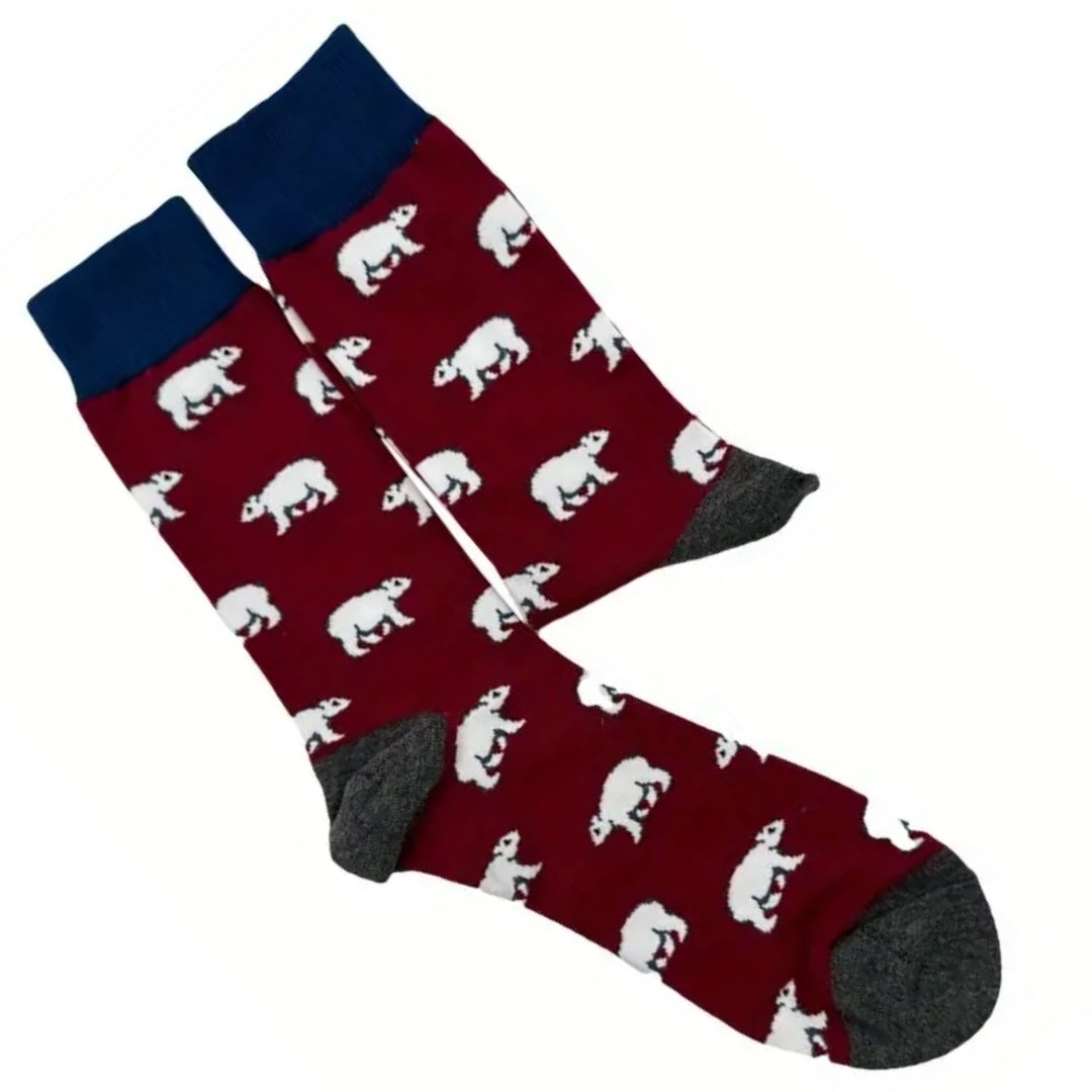 Polar Bear Pattern Socks the Sock Panda (Adult Large - Men's Shoe Sizes 8-12)