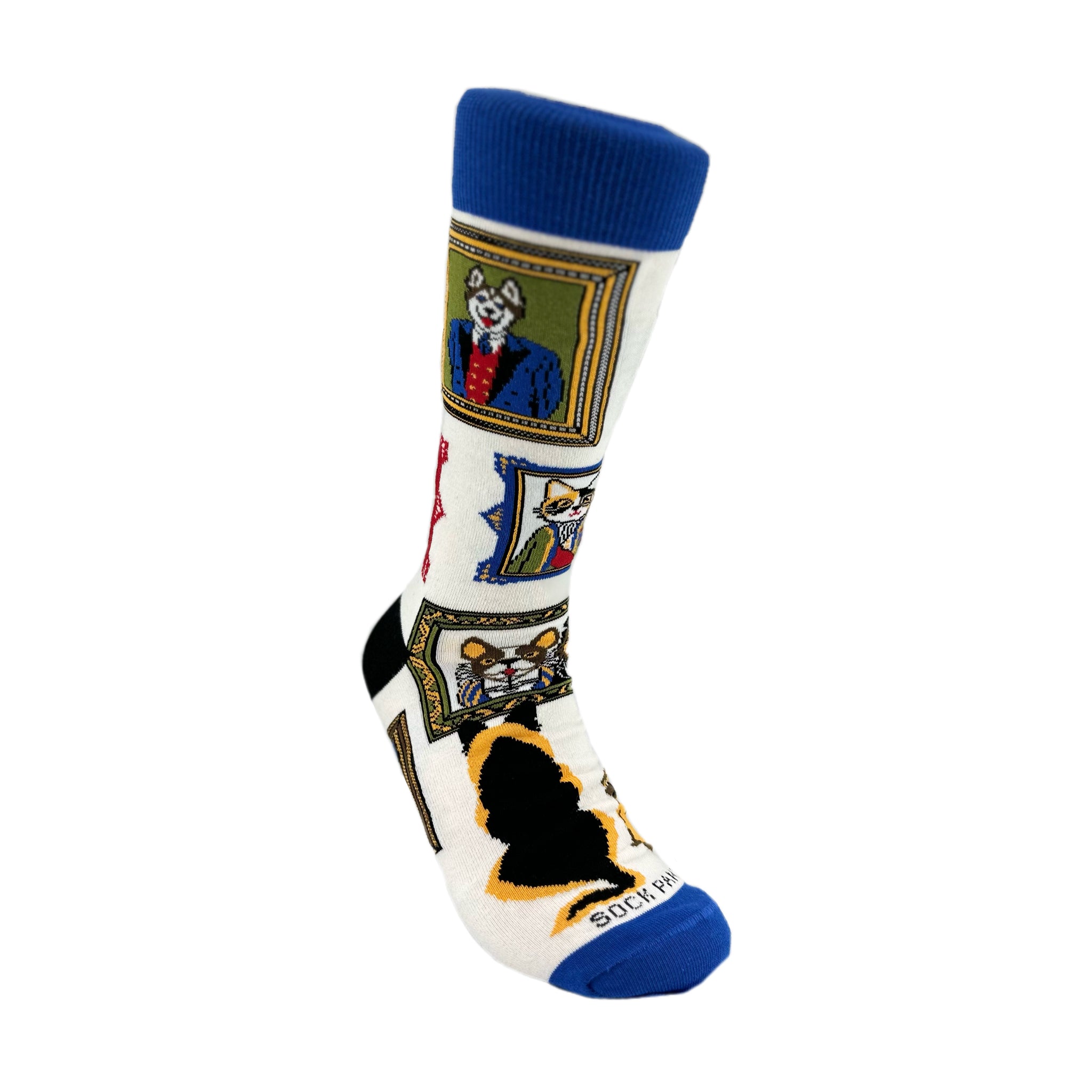 Wall Art Museum Dogs and Cats Socks (Adult Large - Men's Shoe Sizes 8-12)