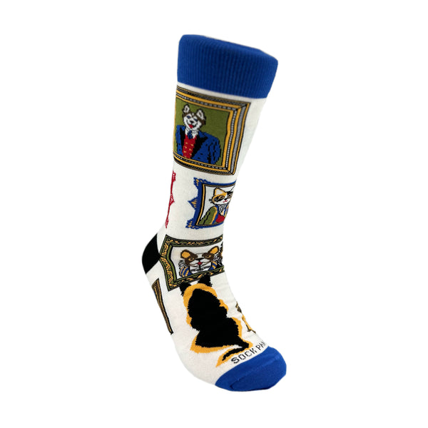 Wall Art Museum Dogs and Cats Socks (Adult Large)