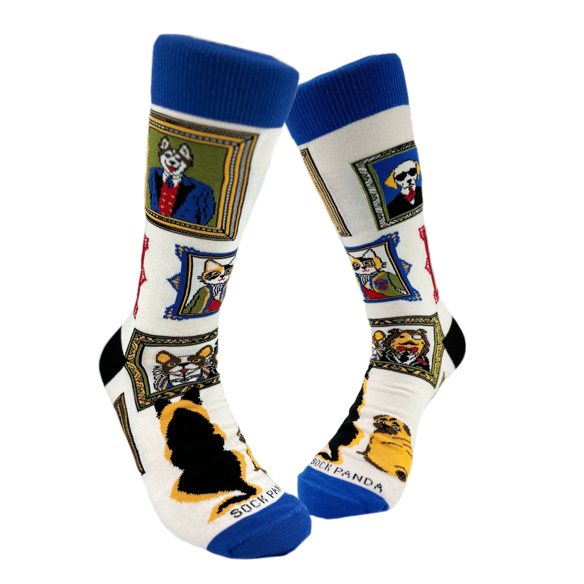 Wall Art Museum Dogs and Cats Socks (Adult Large - Men's Shoe Sizes 8-12)