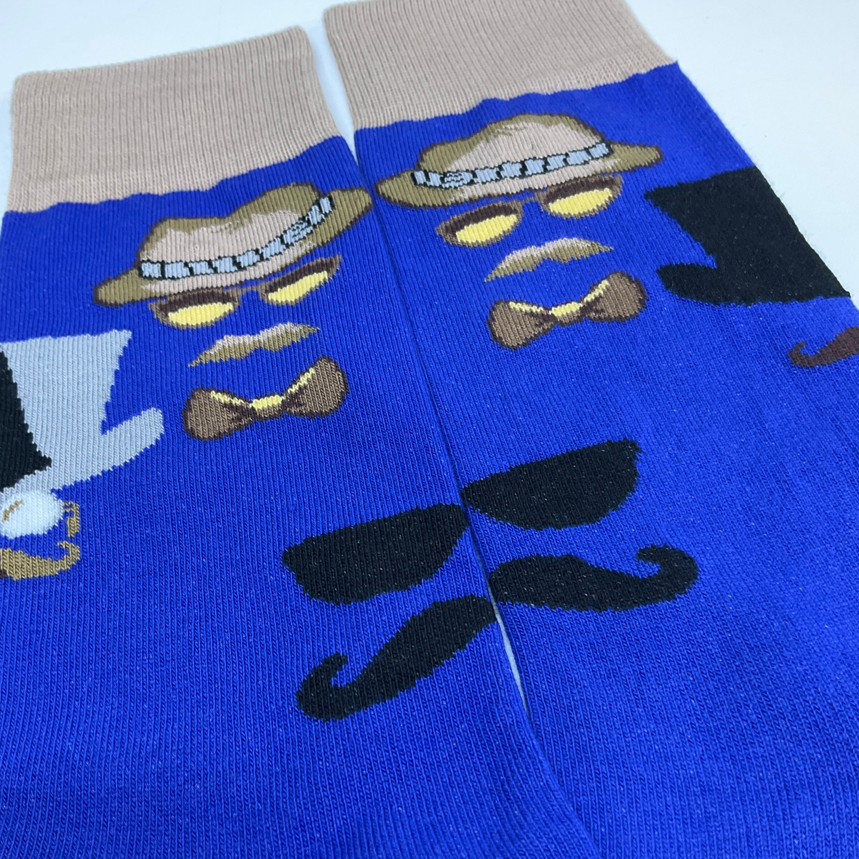 Mustache and Sunglasses Men Socks from the Sock Panda (Adult Large)