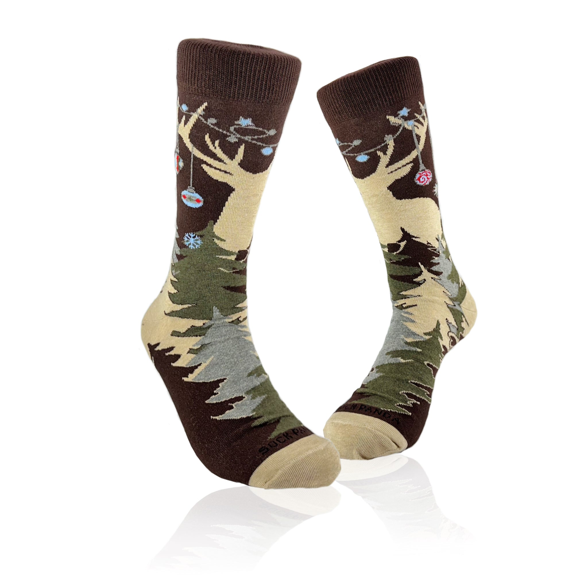 Reindeer in the Mountains Holiday Socks from the Sock Panda (Adult Large)