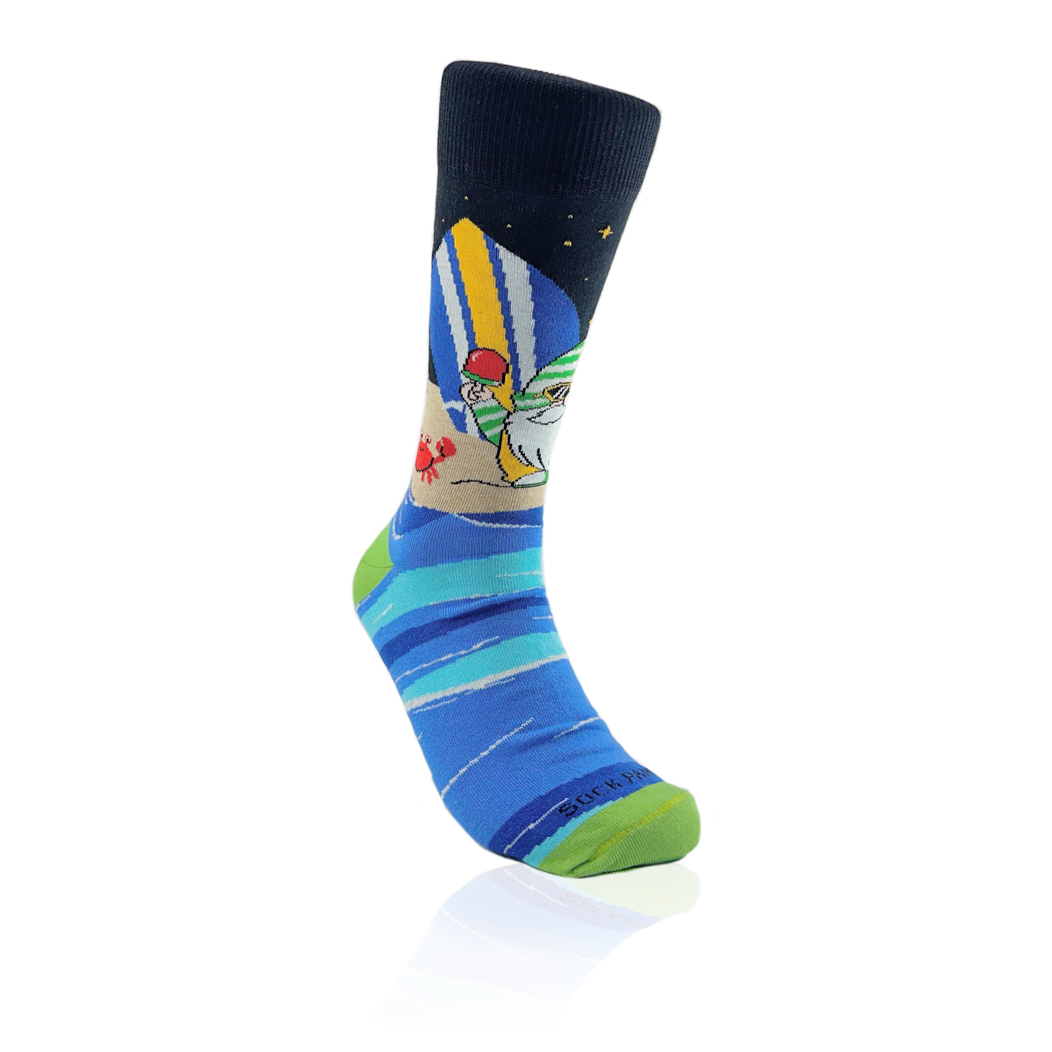 Gnome Surfer Socks from the Sock Panda (Adult Large - Men's Shoe Sizes 8-12)