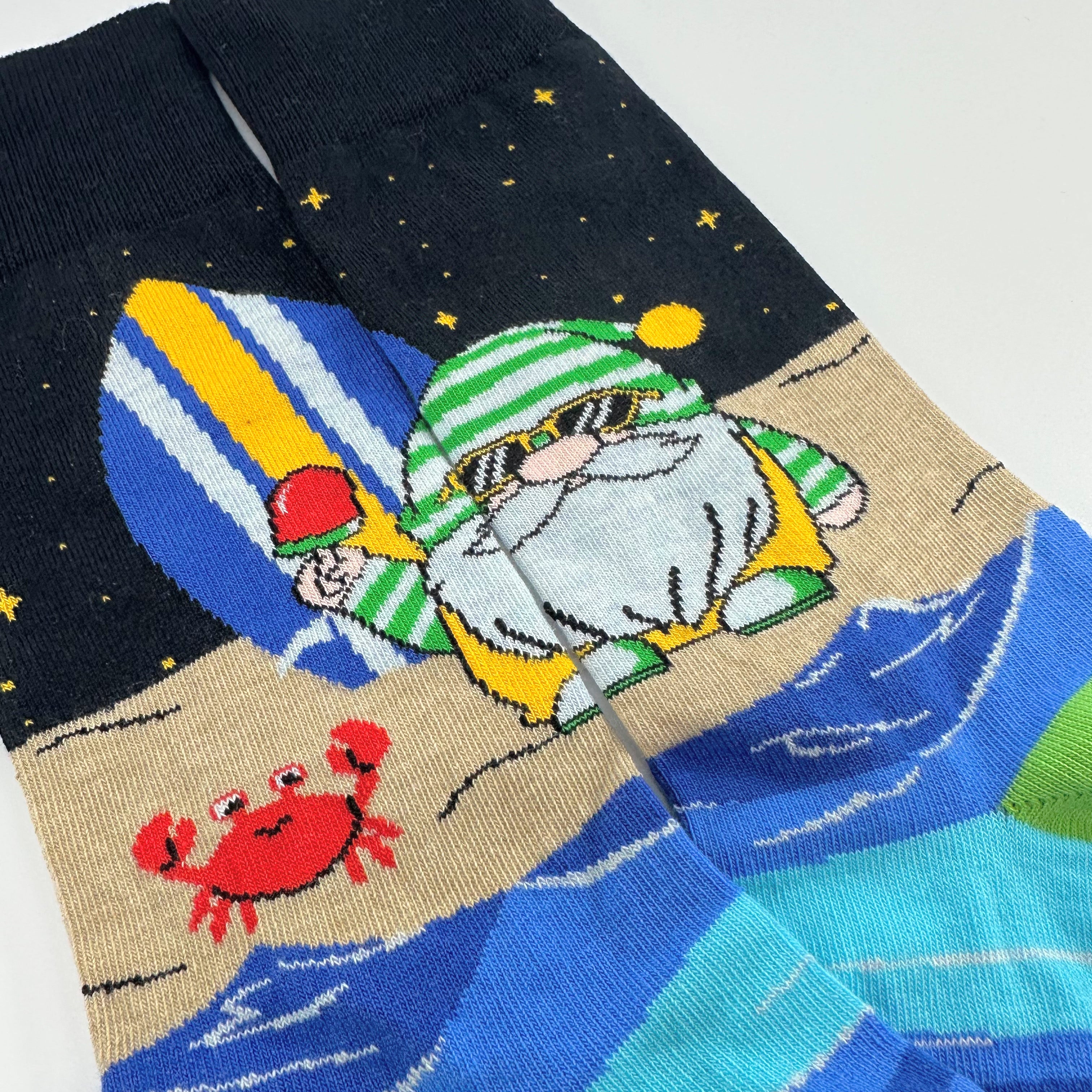 Gnome Surfer Socks from the Sock Panda (Adult Large - Men's Shoe Sizes 8-12)