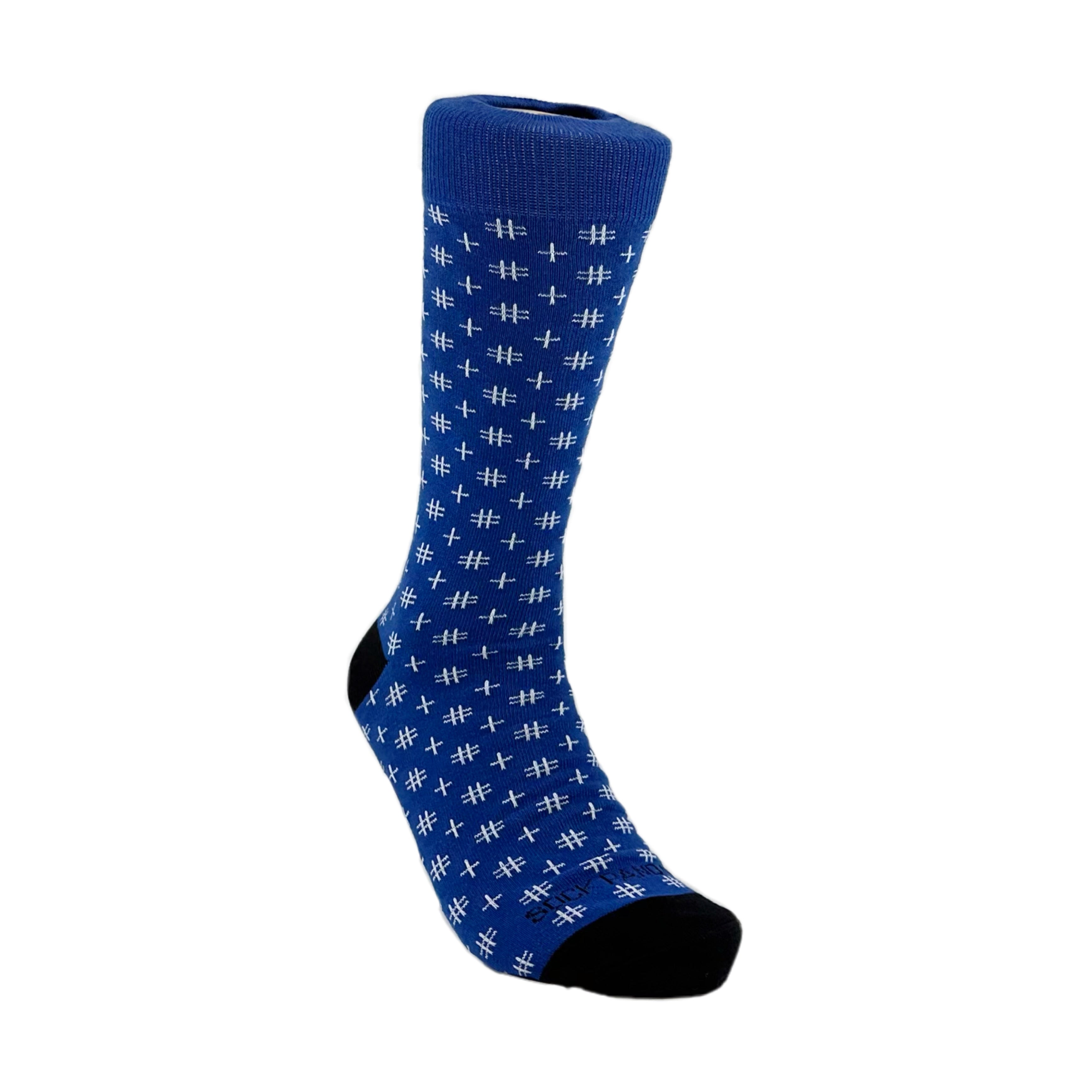 Blue Hashtag Patterned Socks from the Sock Panda