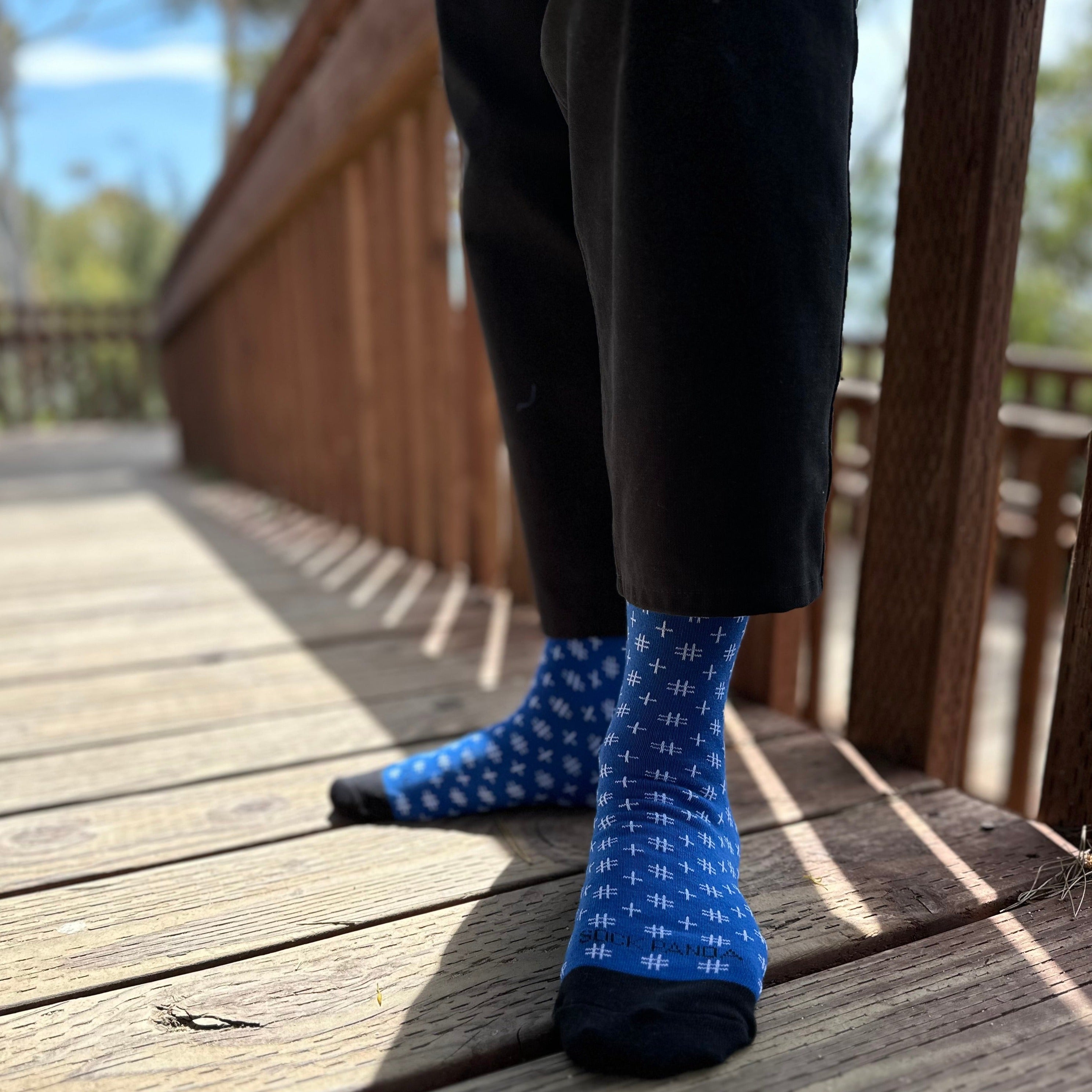 Blue Hashtag Patterned Socks from the Sock Panda