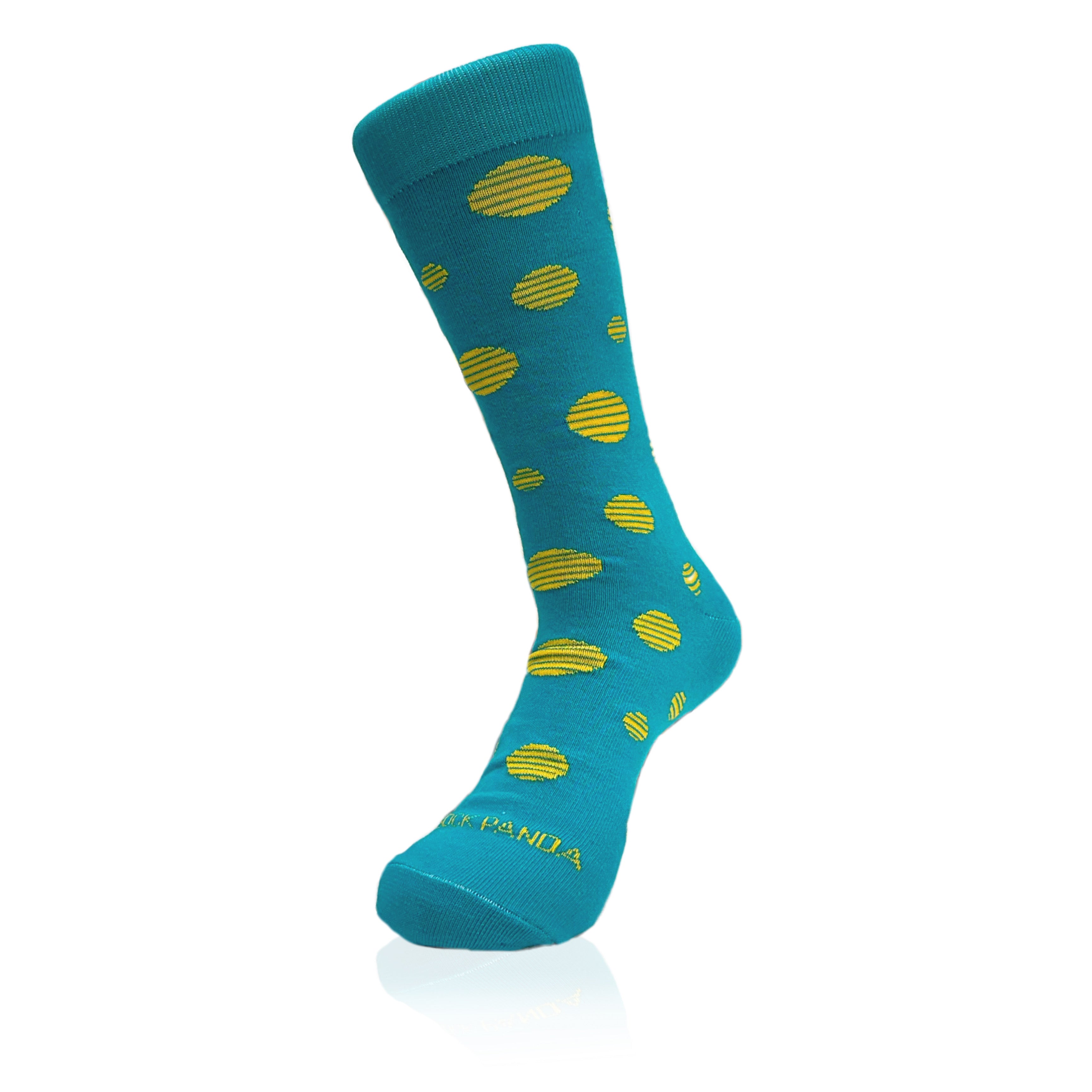 Teal with Yellow Dots Sock from the Sock Panda (Adult Large - Men's Shoe Sizes 8-12)