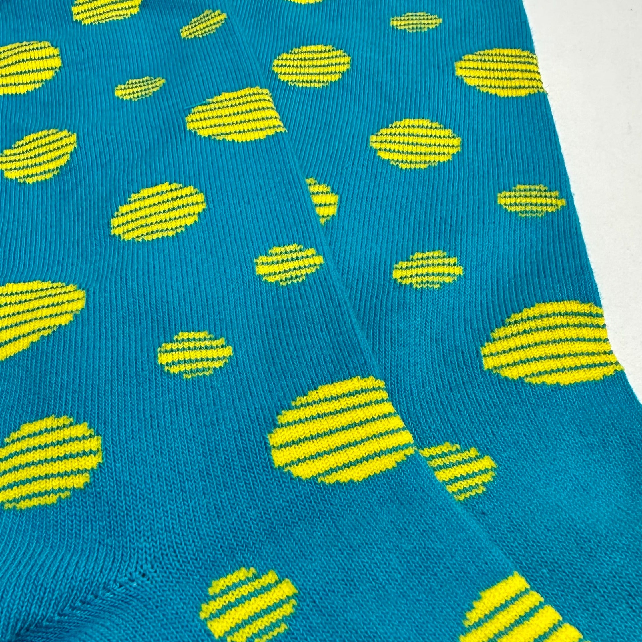 Teal with Yellow Dots Sock from the Sock Panda (Adult Large - Men's Shoe Sizes 8-12)