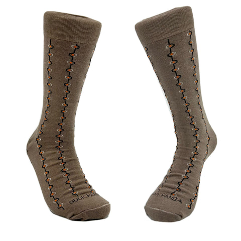 Classy Brown Patterned Socks from the Sock Panda (Adult Large - Men's Shoe Sizes 8-12)