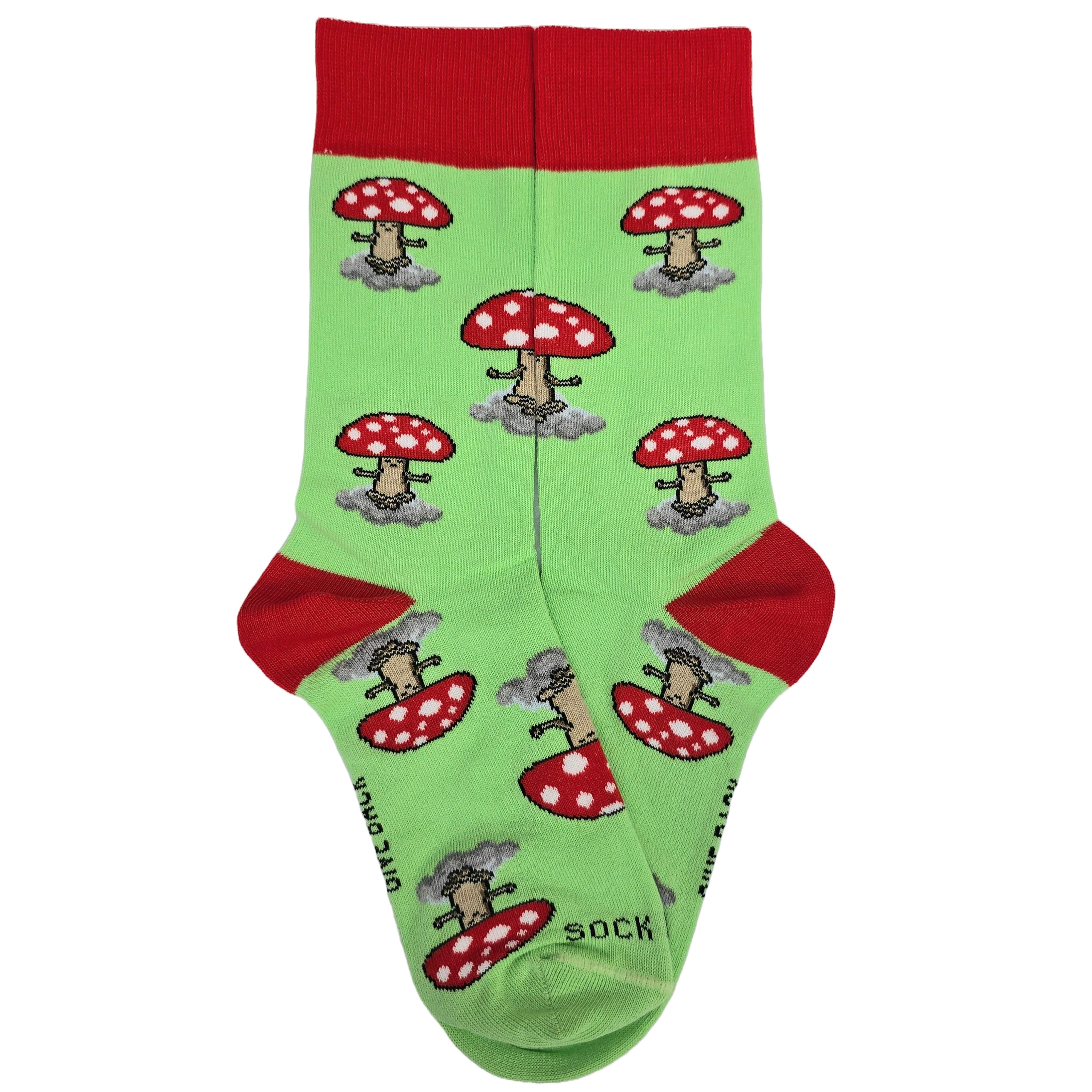 Meditating Mushroom Socks from the Sock Panda (Adult Small - Shoe Sizes 2-5)