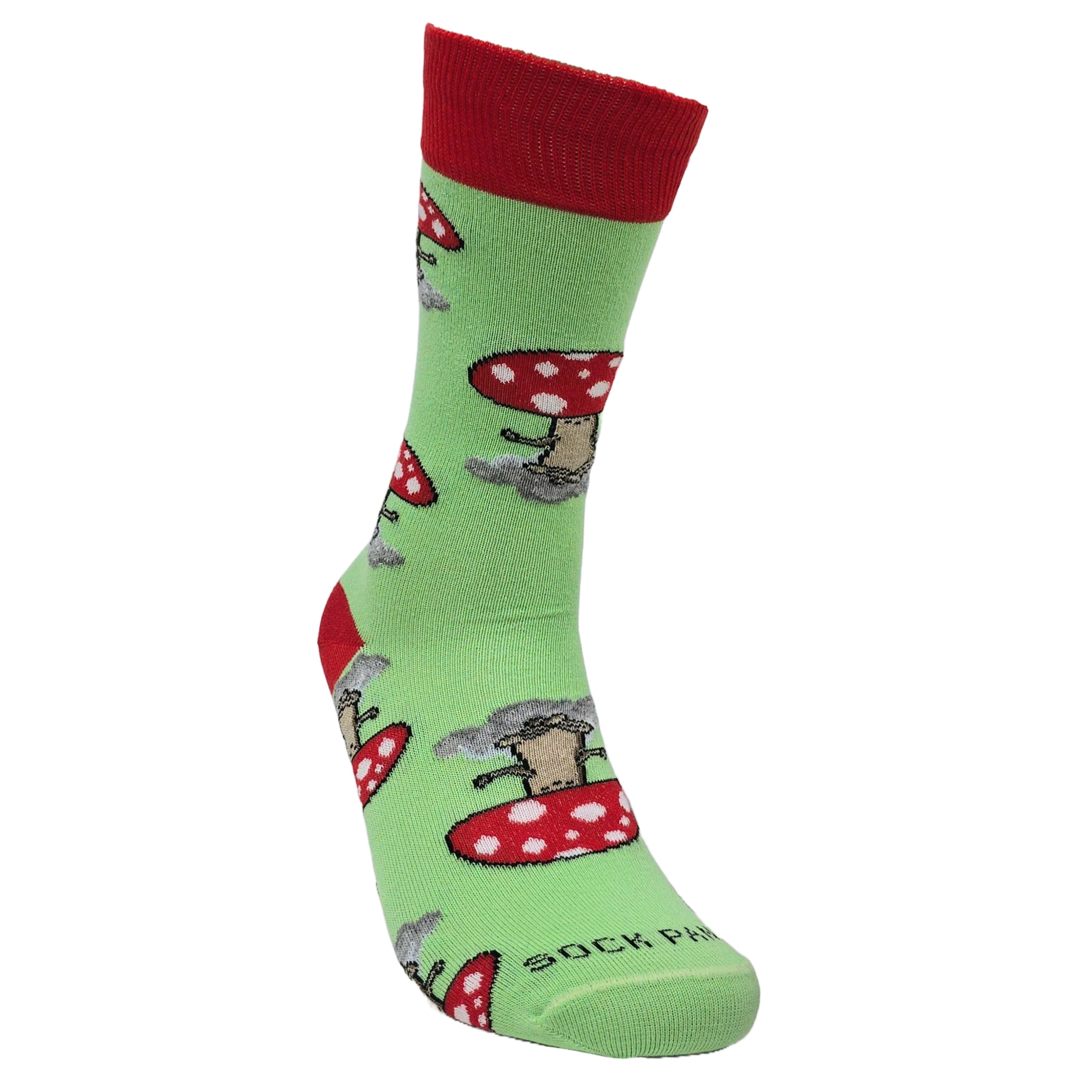 Meditating Mushroom Socks from the Sock Panda (Adult Small - Shoe Sizes 2-5)