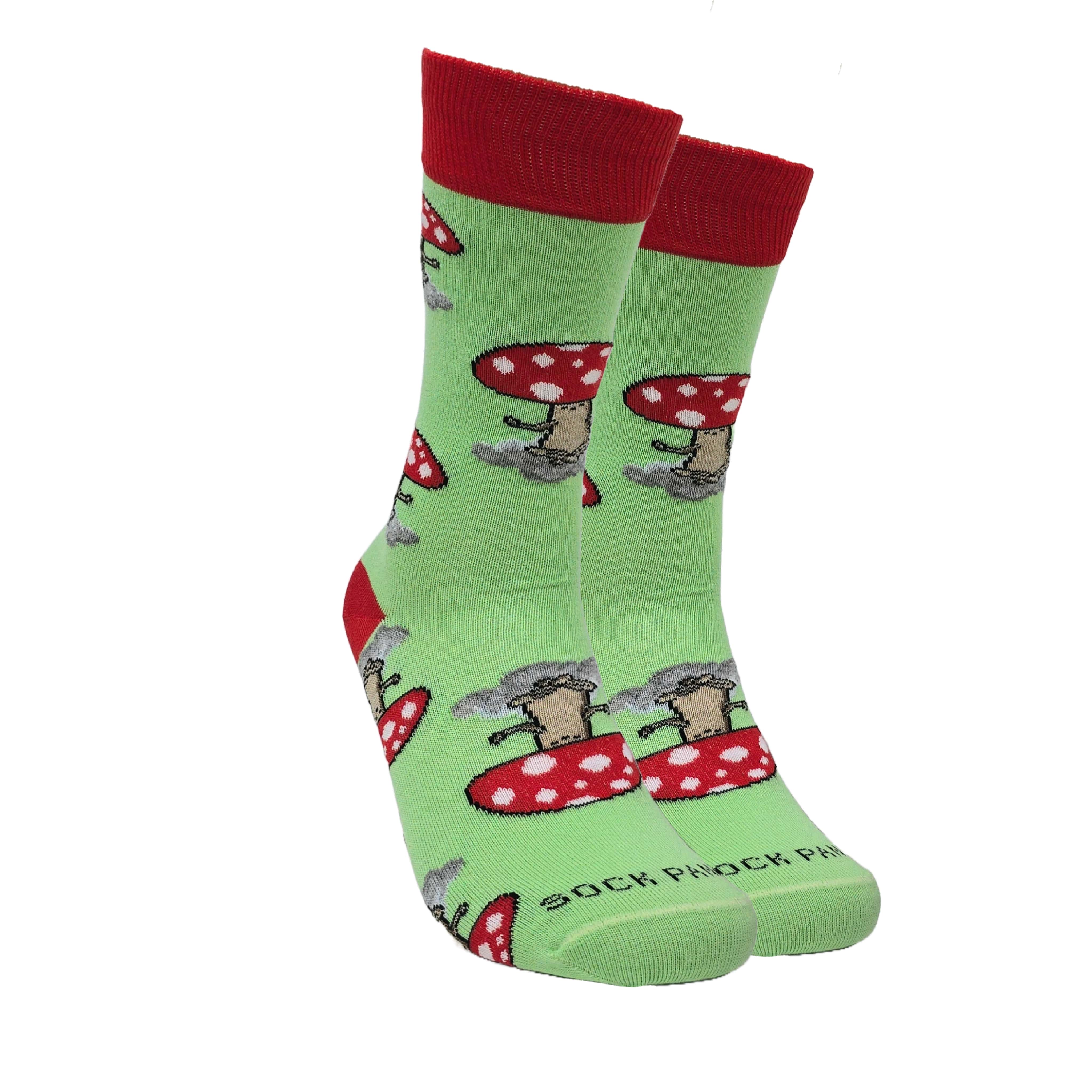 Meditating Mushroom Socks from the Sock Panda (Adult Small - Shoe Sizes 2-5)