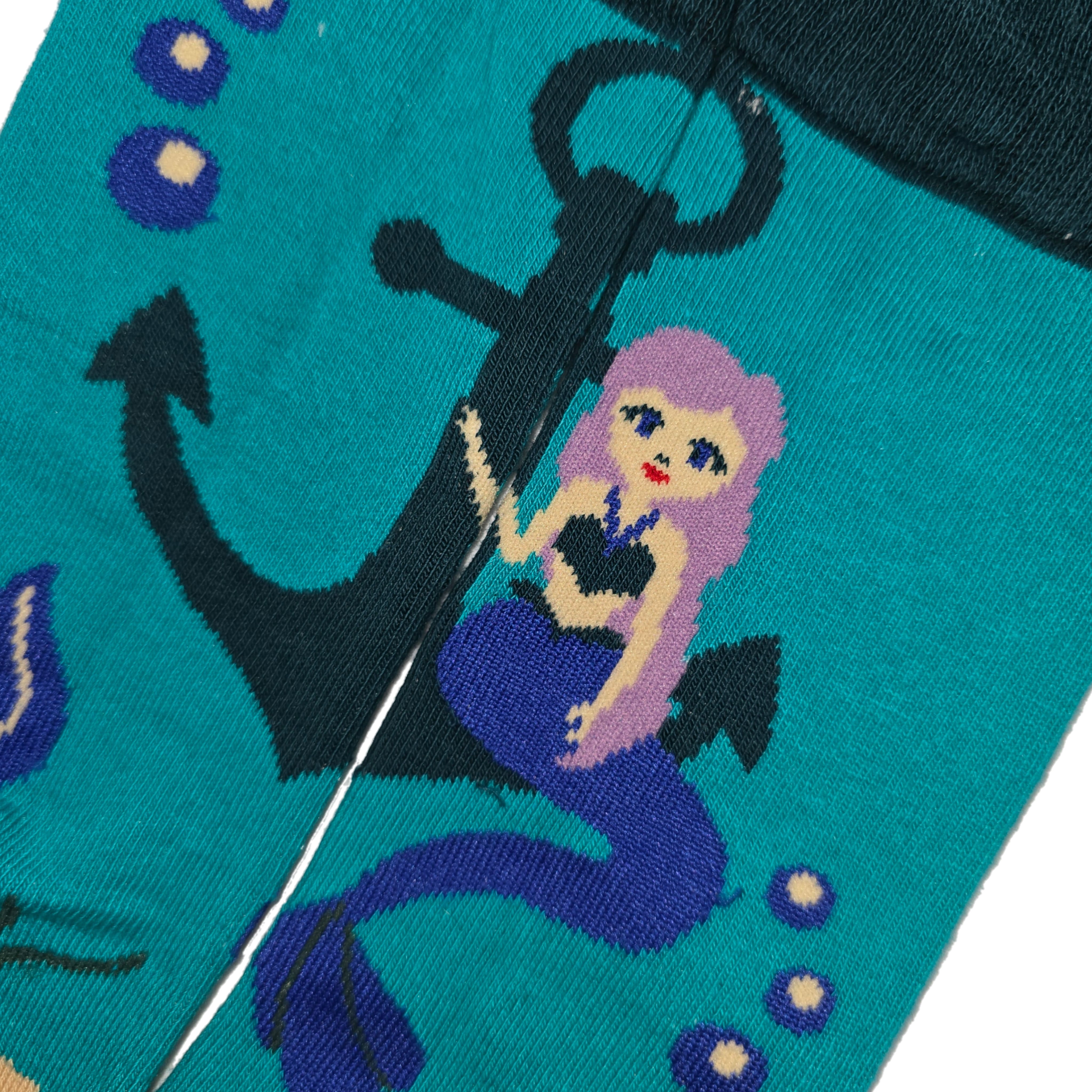 Mermaid Sitting on an Anchor Socks (Adult Medium - Women's Shoe Sizes 5-10)