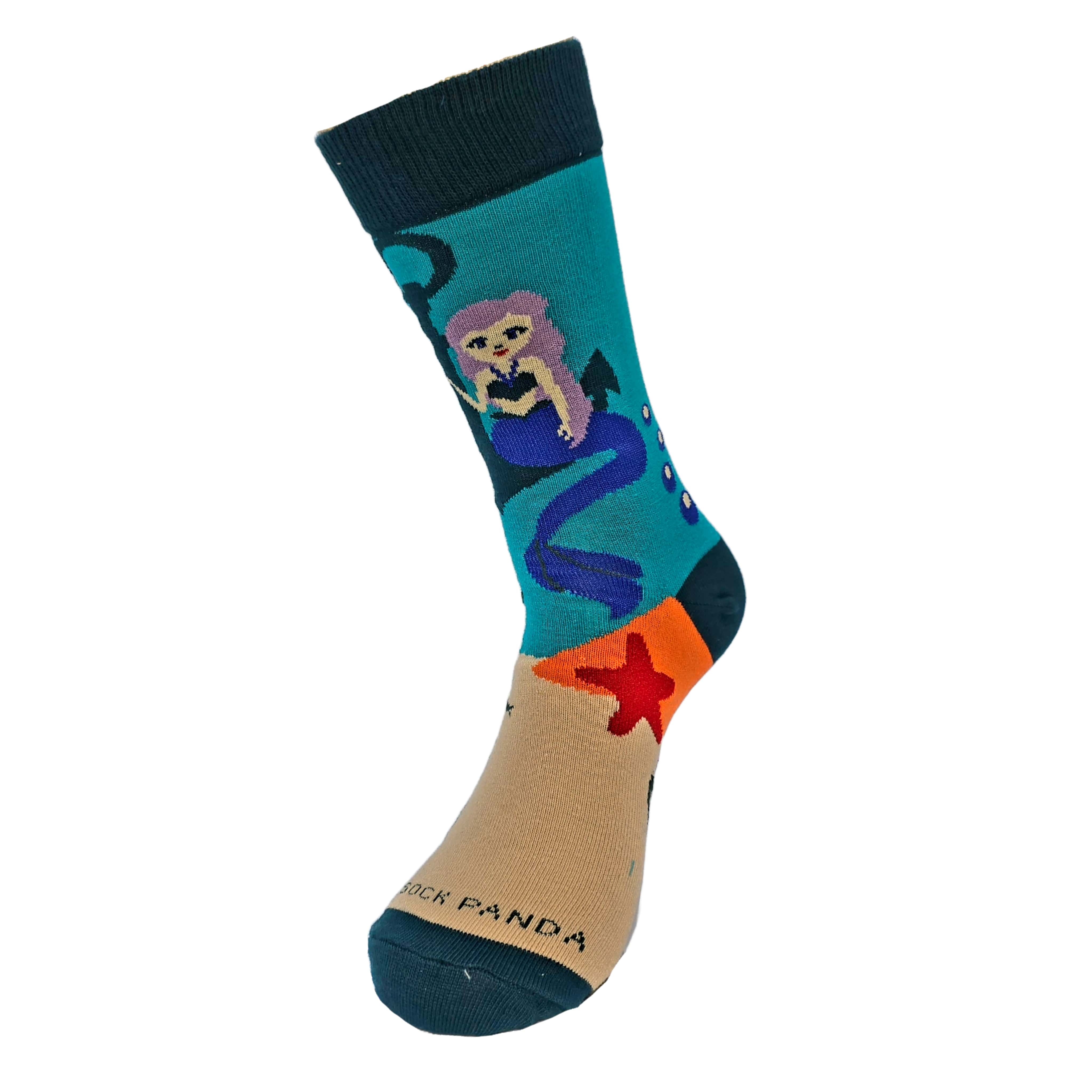 Mermaid Sitting on an Anchor Socks (Adult Medium - Women's Shoe Sizes 5-10)