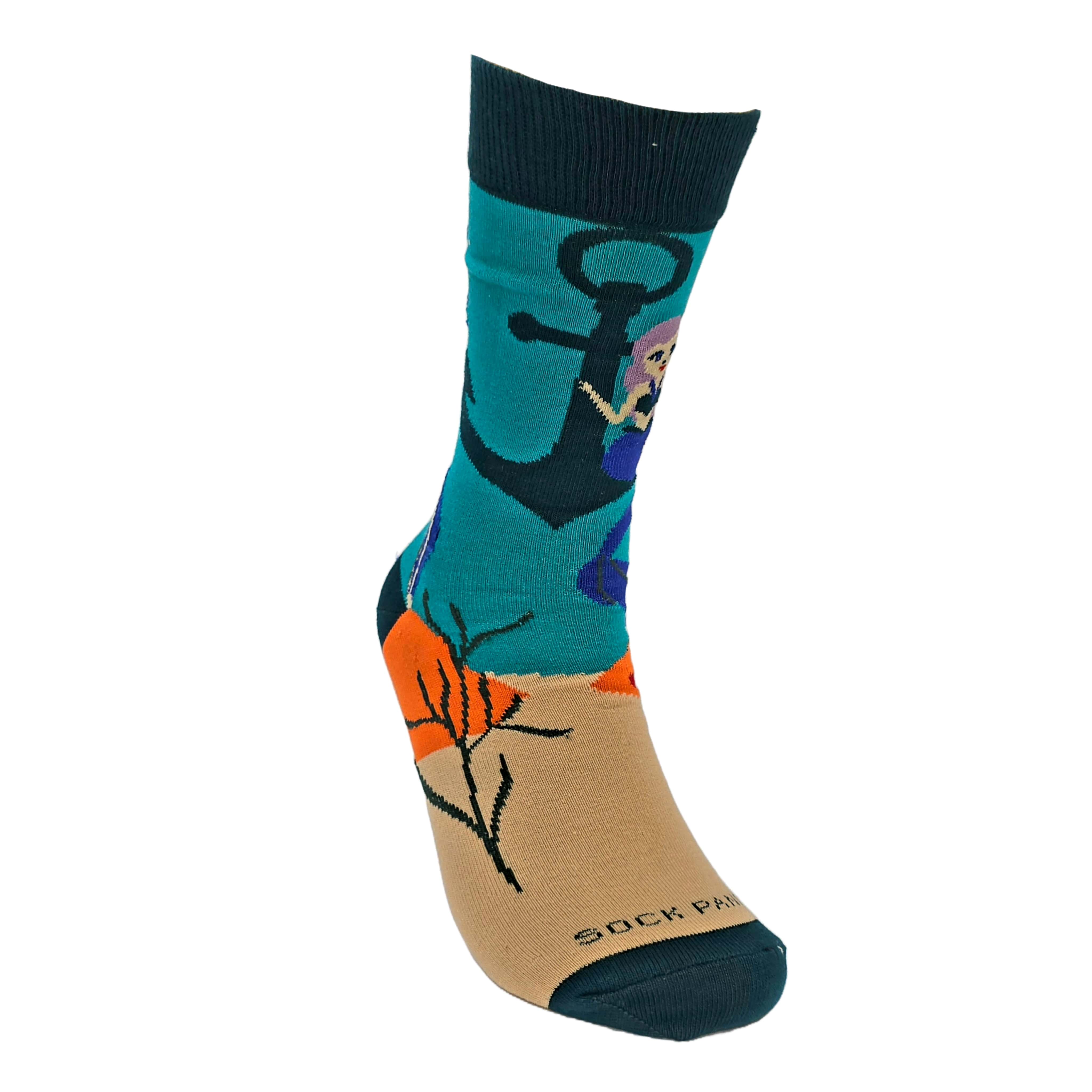 Mermaid Sitting on an Anchor Socks (Adult Medium - Women's Shoe Sizes 5-10)