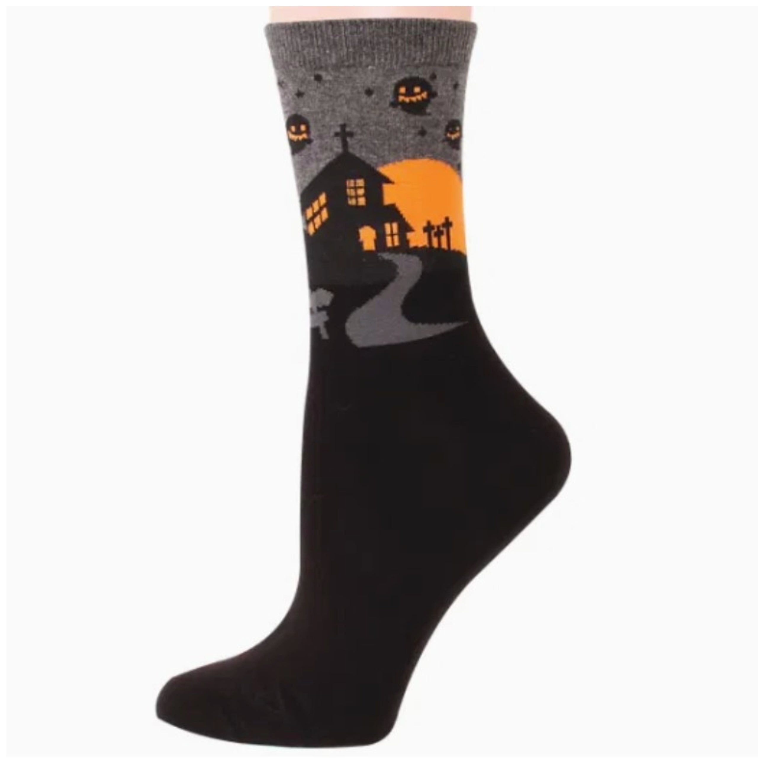 Grey Ghosts Over A Haunted House Socks