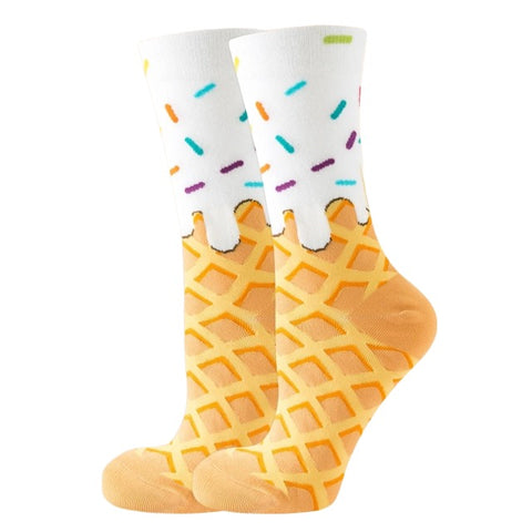 Ice Cream Cone Socks (Adult Medium - Women's Shoe Sizes 5-10)