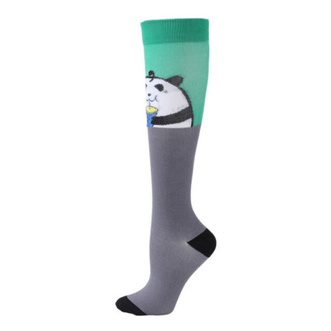 Panda Drinking Soda Knee High (Compression Socks)