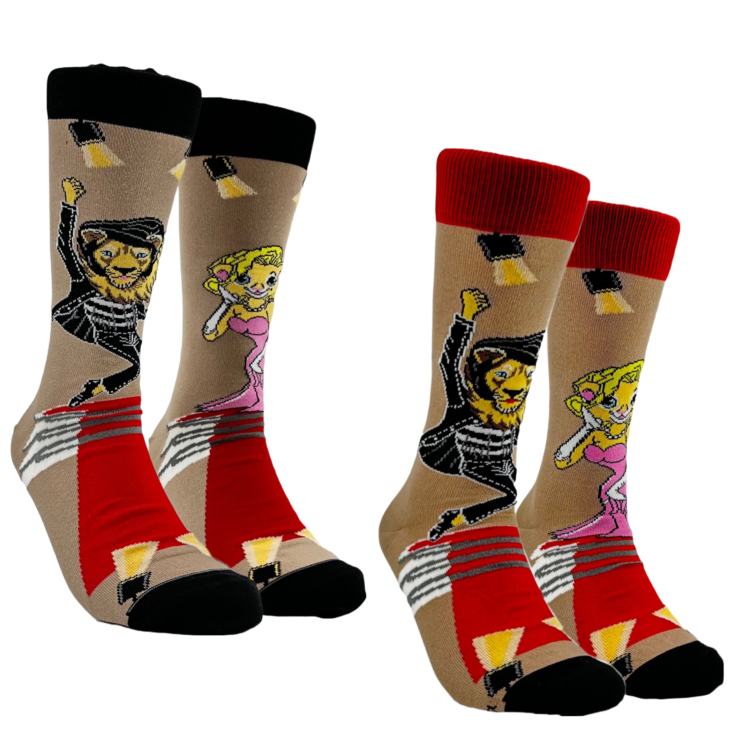 Lion Marylin & Elvis Socks from the Sock Panda (Left / Right)